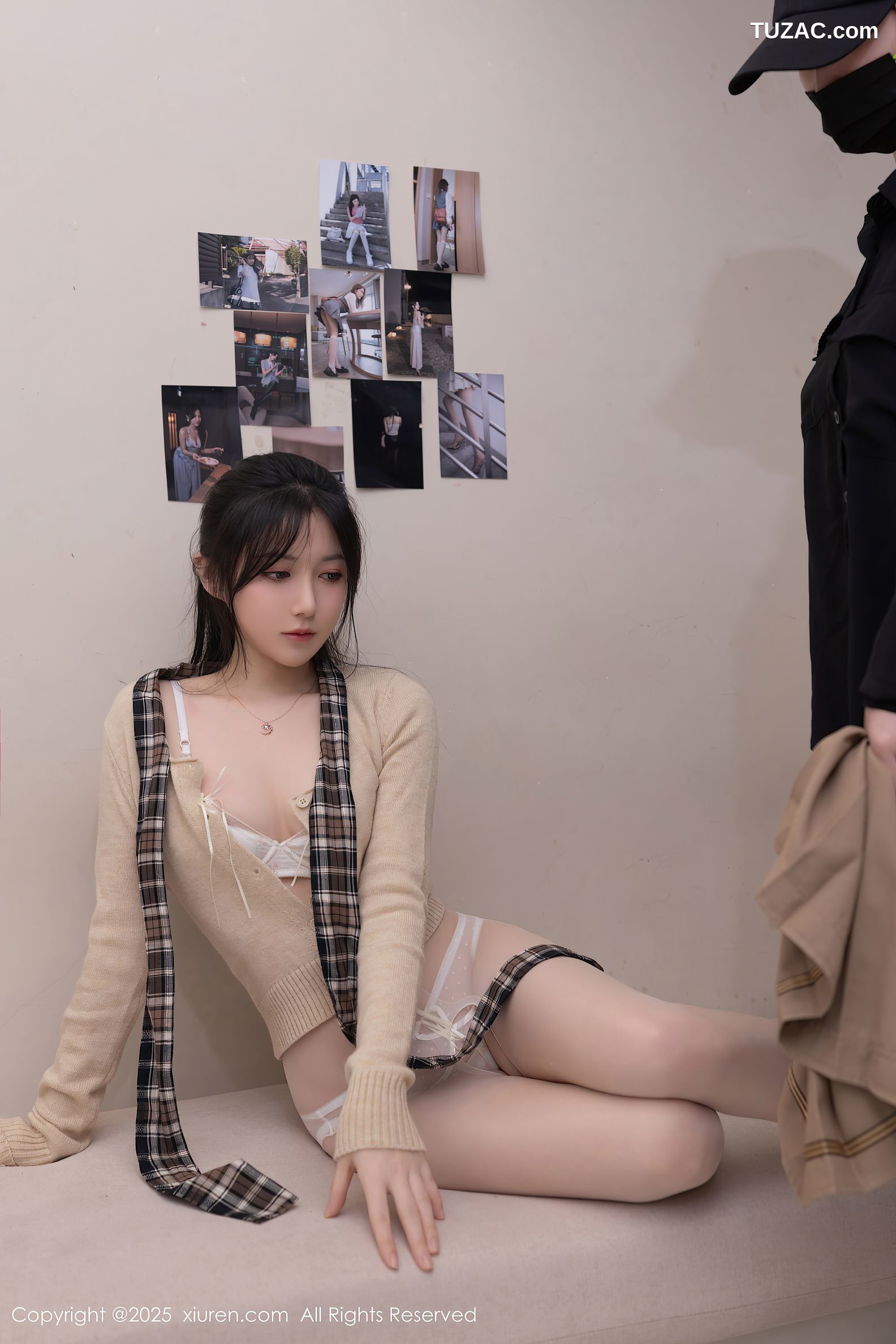 XiuRen秀人网-9988-鱼子酱Fish-迷奸剧情棕色格子裙白色内衣-2025.03.07