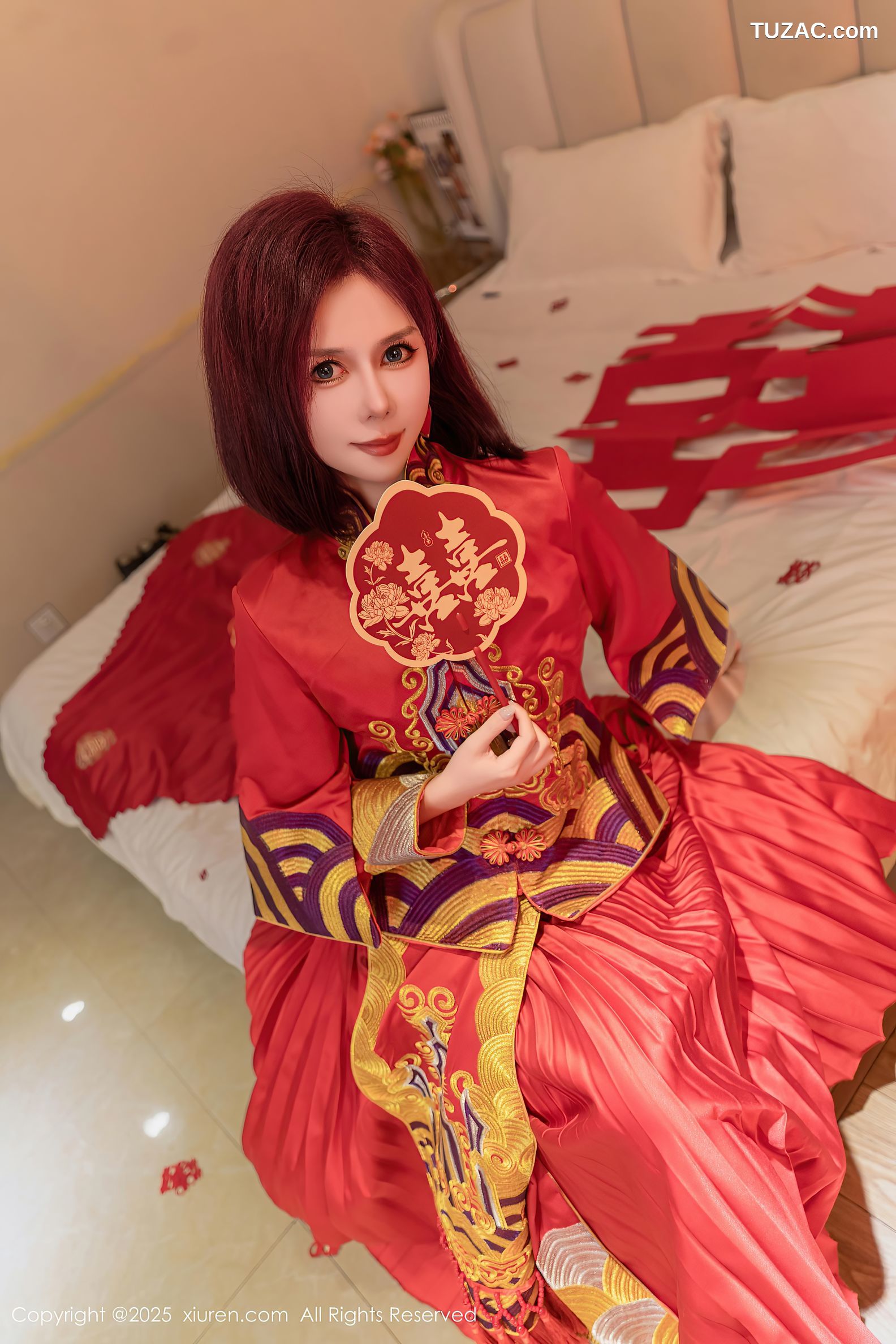 XiuRen秀人网-9995-白芷yy-短发新娘红装红色内衣-2025.03.11