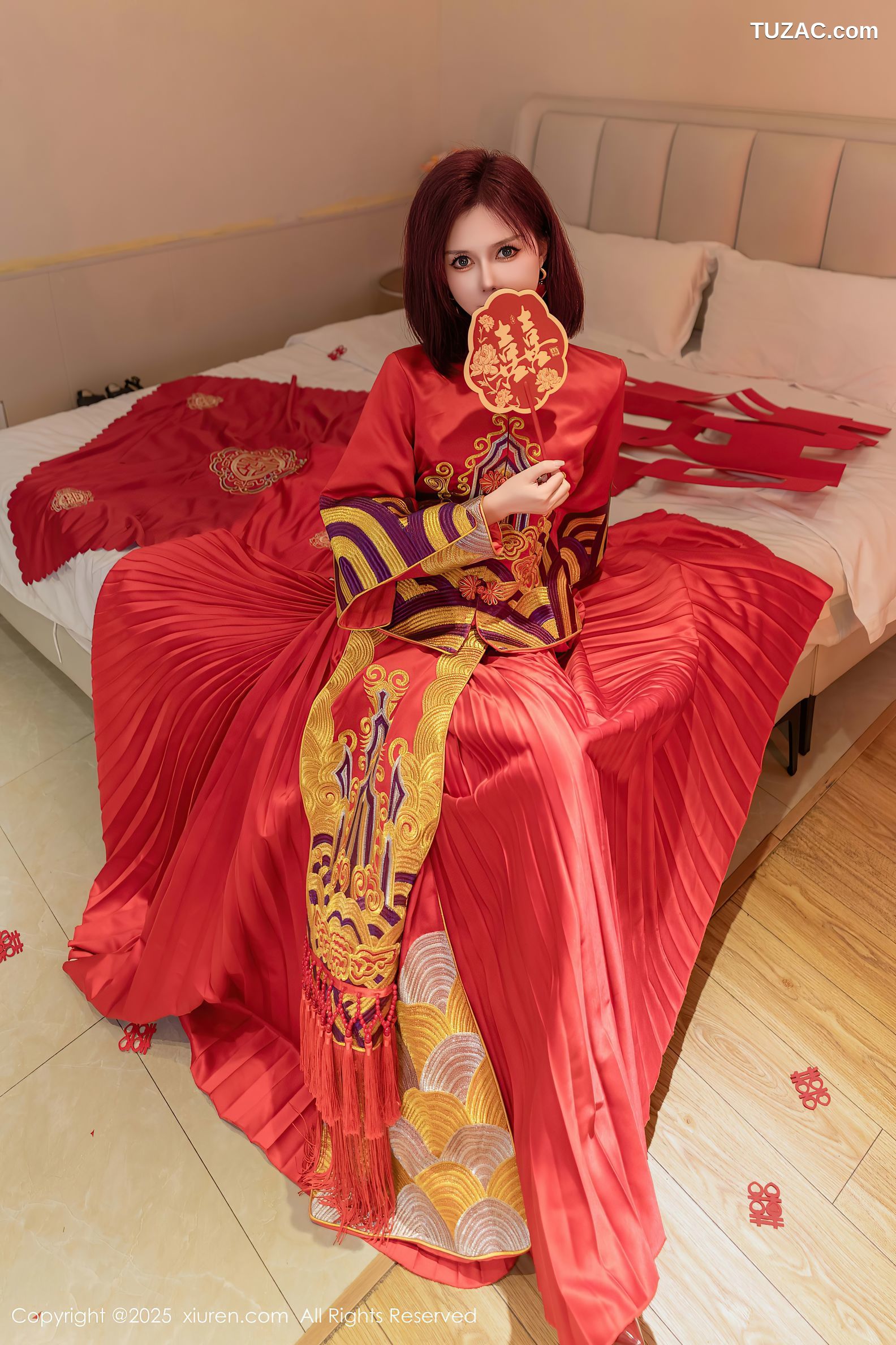 XiuRen秀人网-9995-白芷yy-短发新娘红装红色内衣-2025.03.11