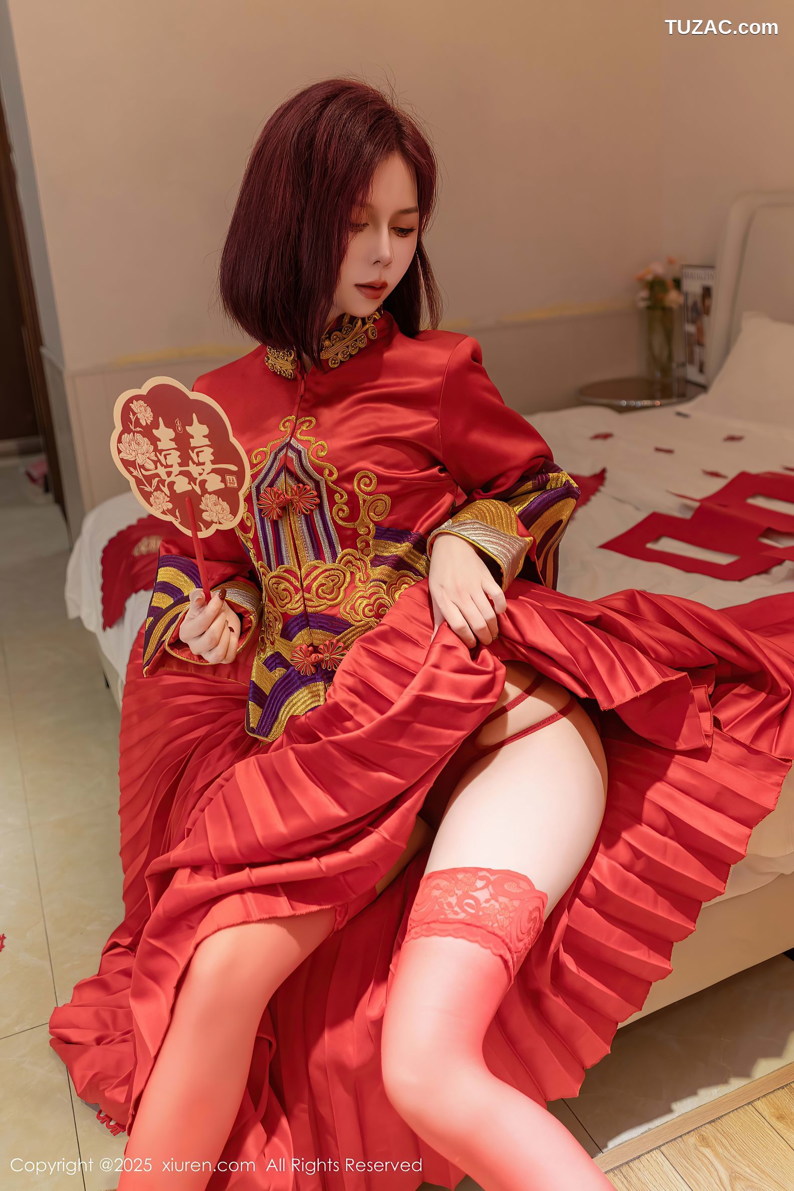 XiuRen秀人网-9995-白芷yy-短发新娘红装红色内衣-2025.03.11