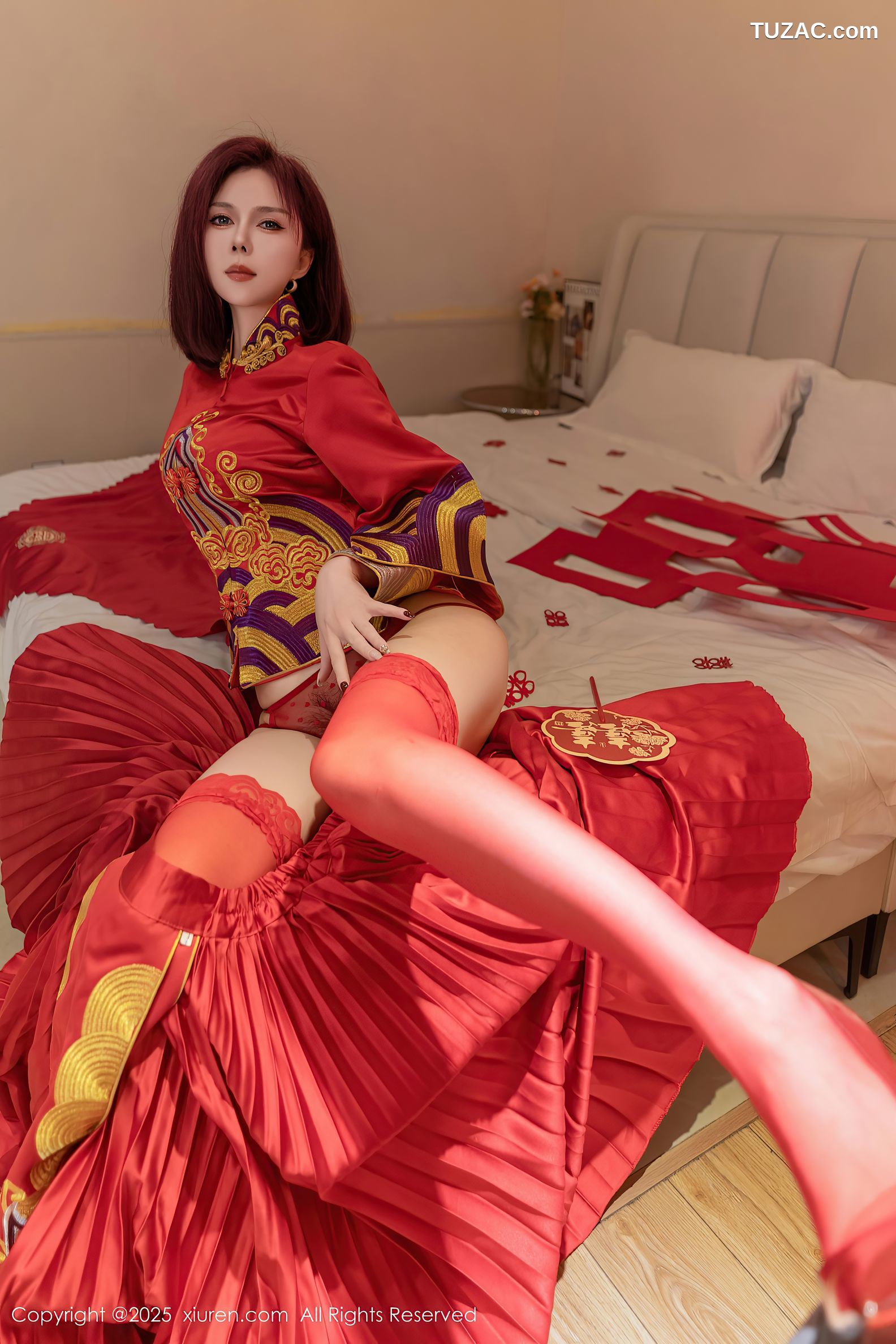 XiuRen秀人网-9995-白芷yy-短发新娘红装红色内衣-2025.03.11