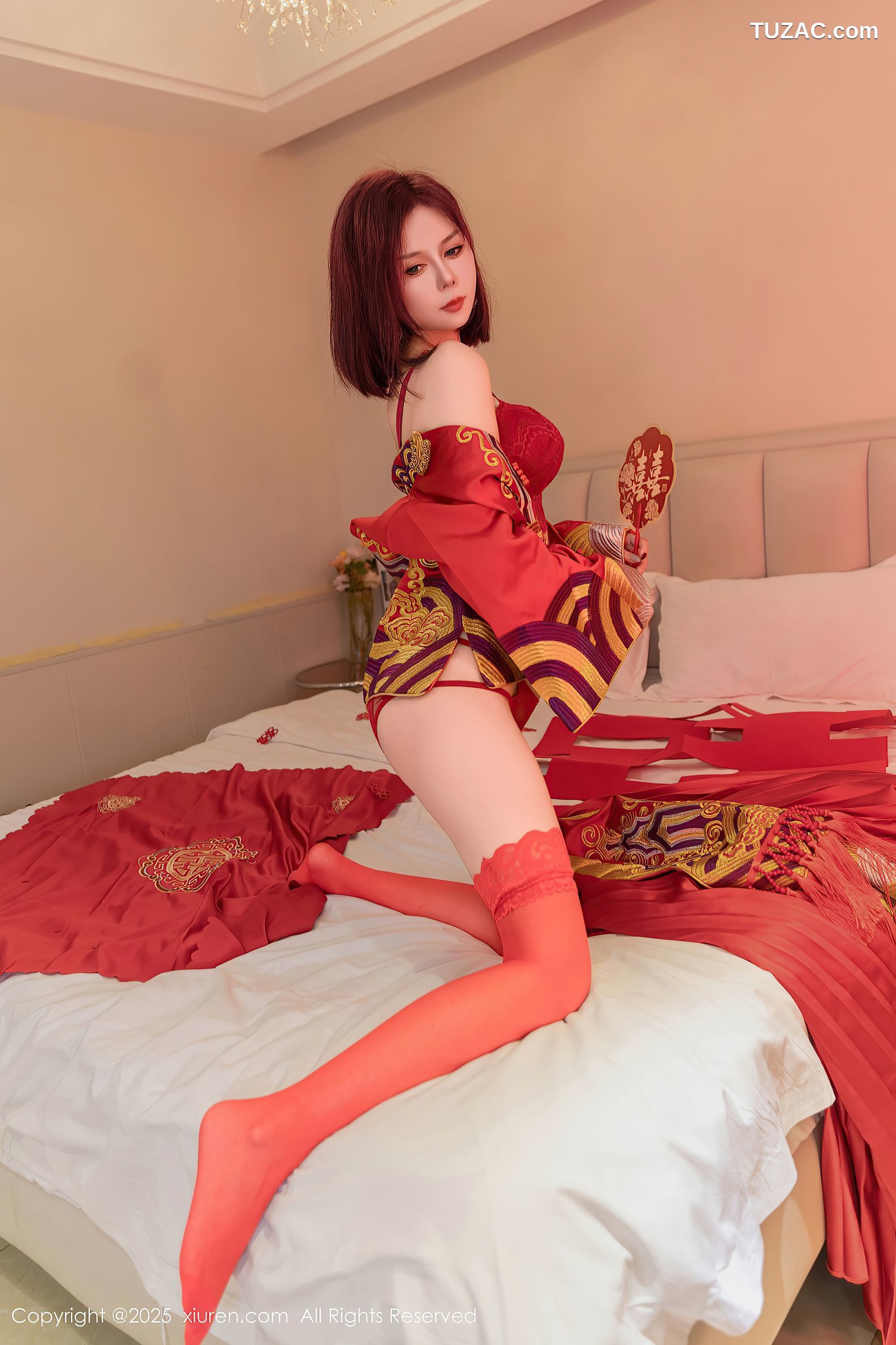 XiuRen秀人网-9995-白芷yy-短发新娘红装红色内衣-2025.03.11