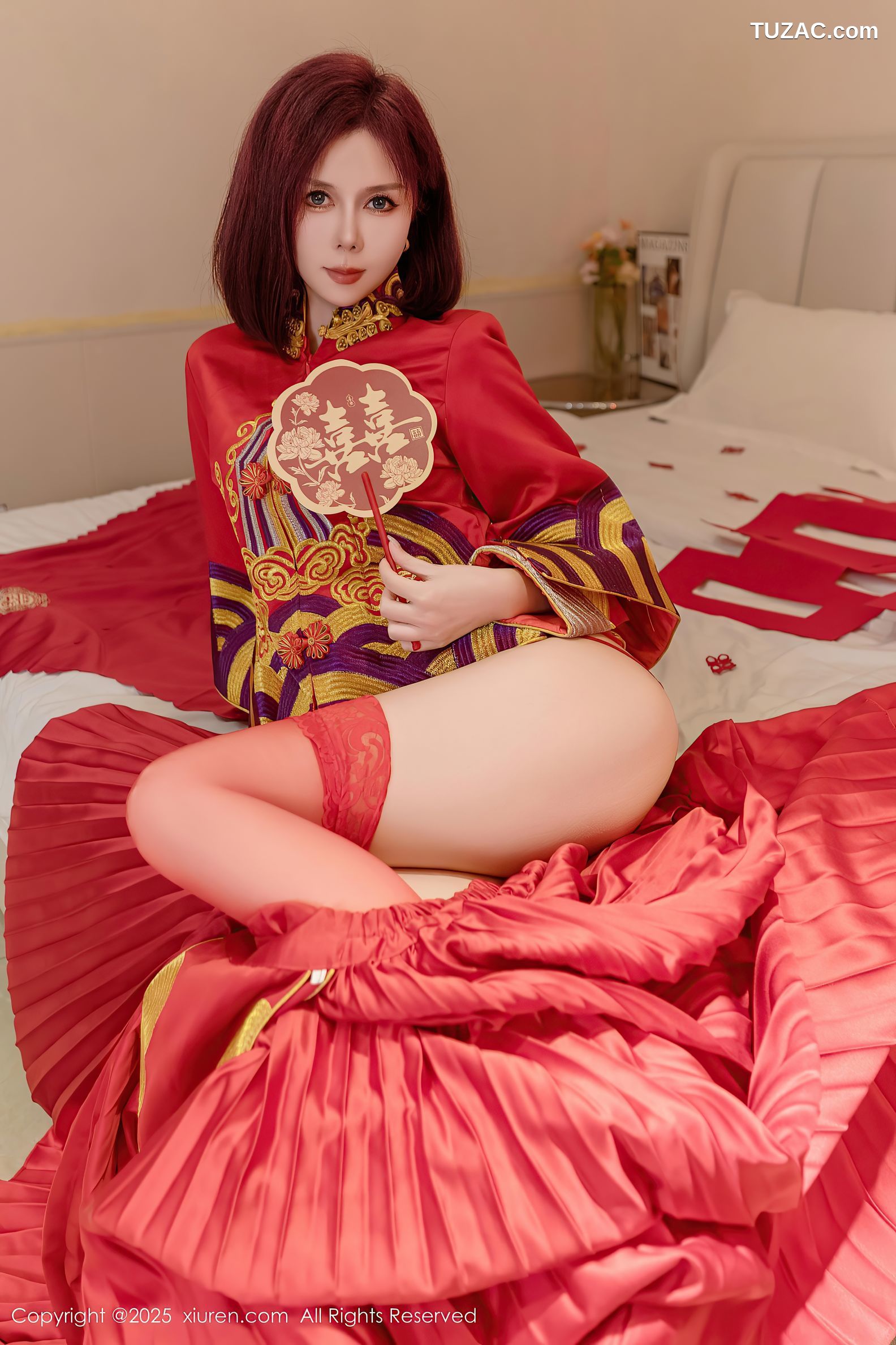 XiuRen秀人网-9995-白芷yy-短发新娘红装红色内衣-2025.03.11