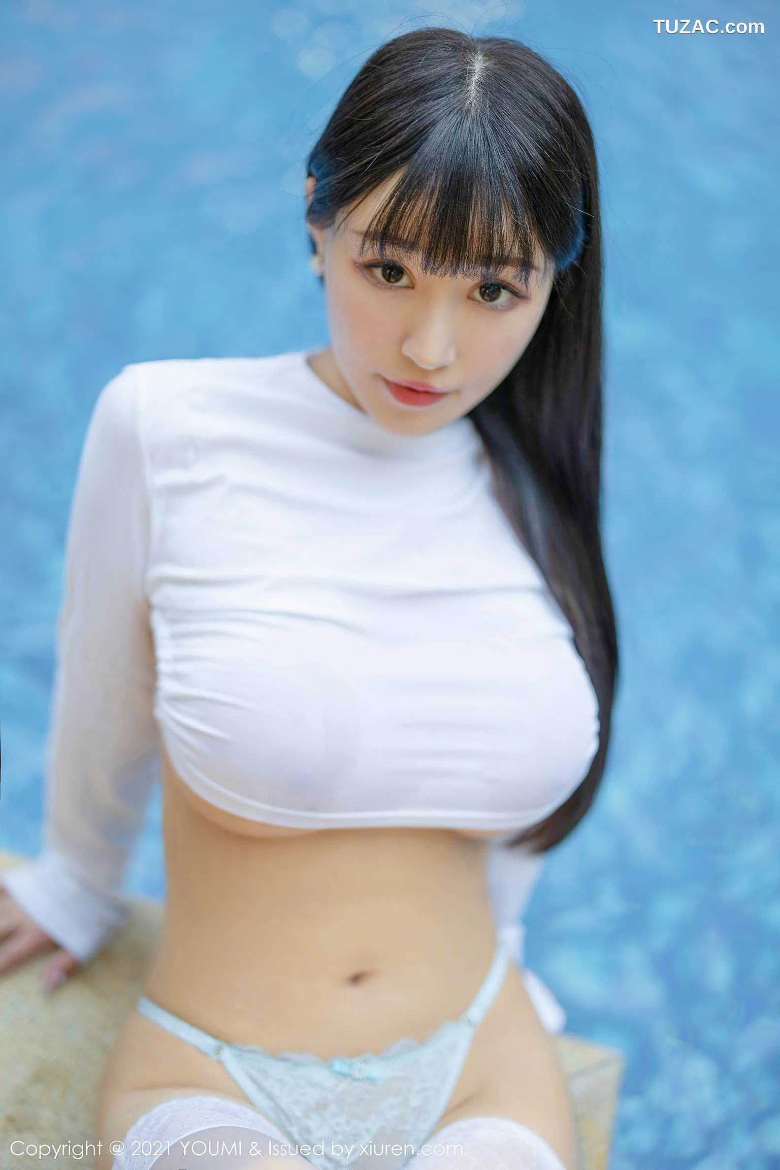 YouMi尤蜜荟-633-朱可儿-三亚旅拍泳池蕾丝内衣湿身