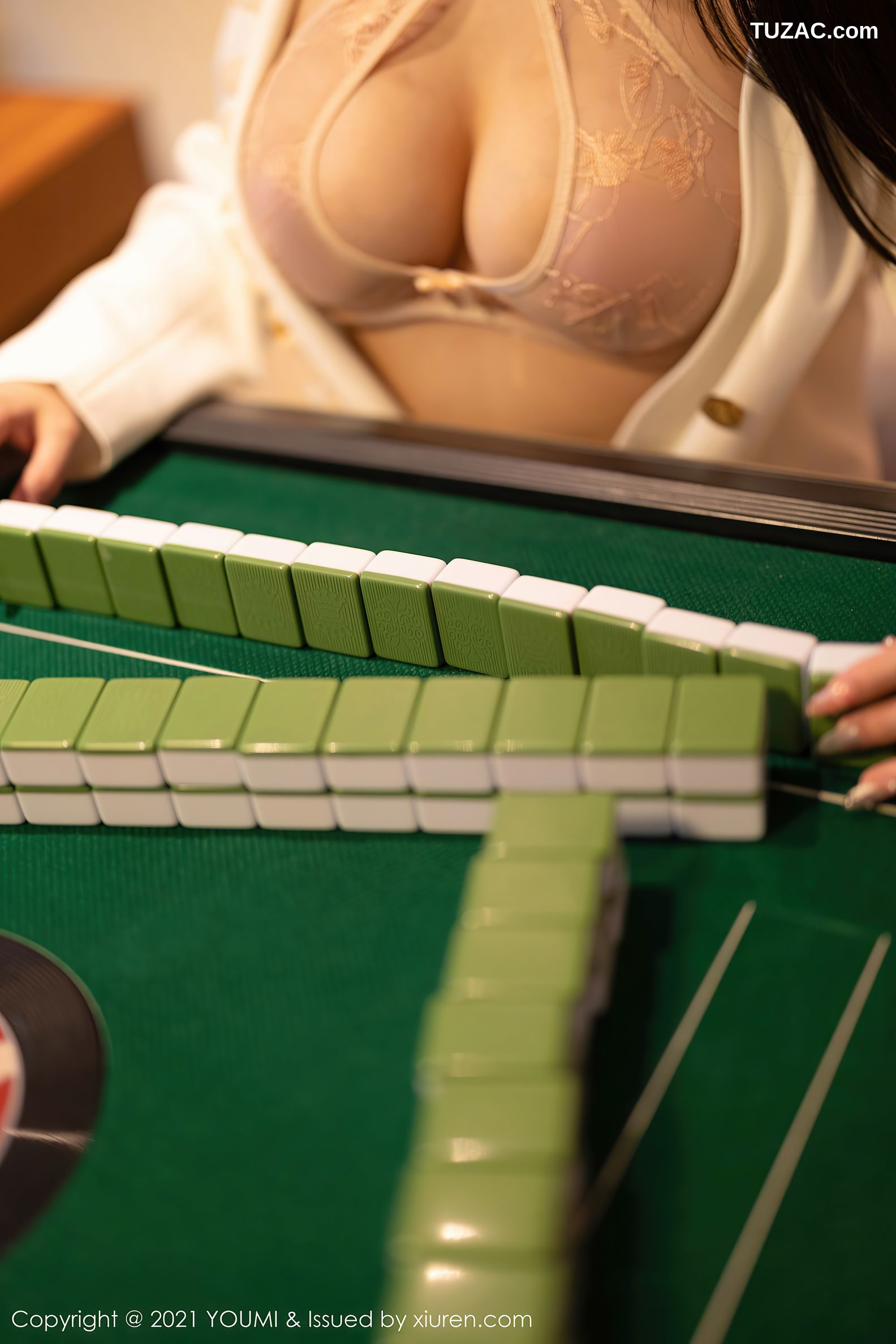 YouMi尤蜜荟-645-朱可儿Flower-麻将剧情主题-白色职业装肉色内衣