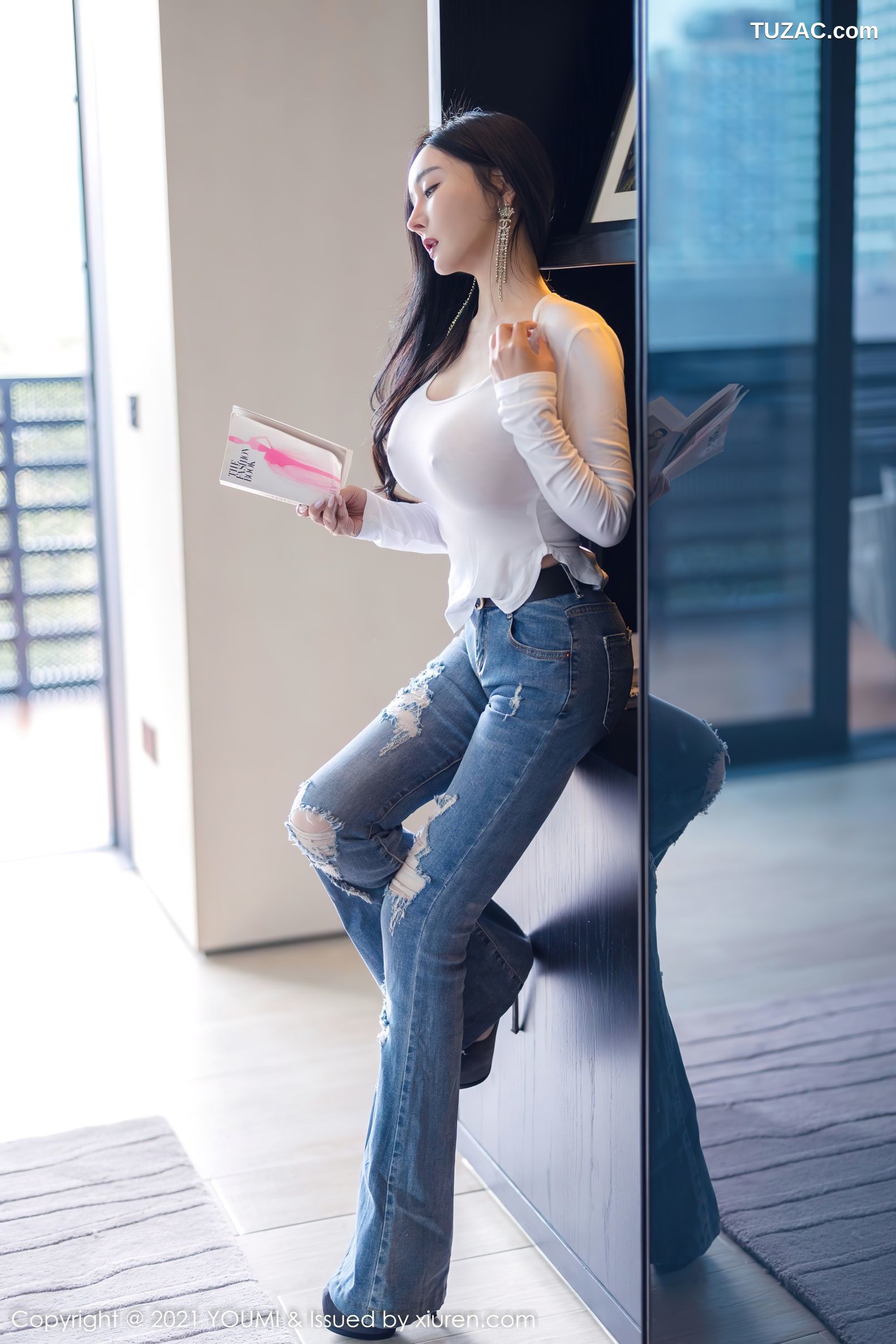 YouMi尤蜜荟-726-允爾-白纱衣牛仔裤豪乳真空激凸惹火-2021.12.03