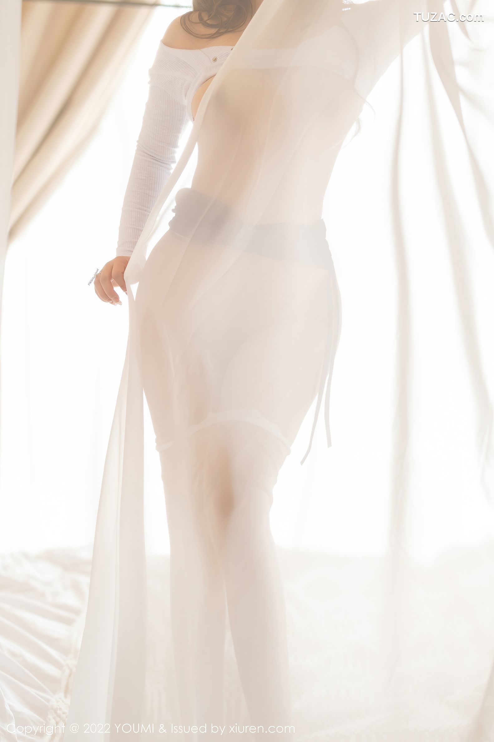 YouMi尤蜜荟-794-小海臀-白针织短衫蓝短裙