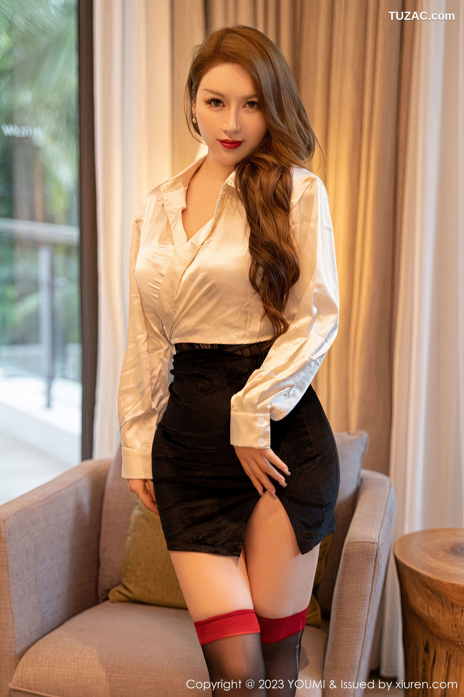 YouMi尤蜜荟-889-尤妮丝Egg-白上衣黑短裙蕾丝内衣-2023.01.11