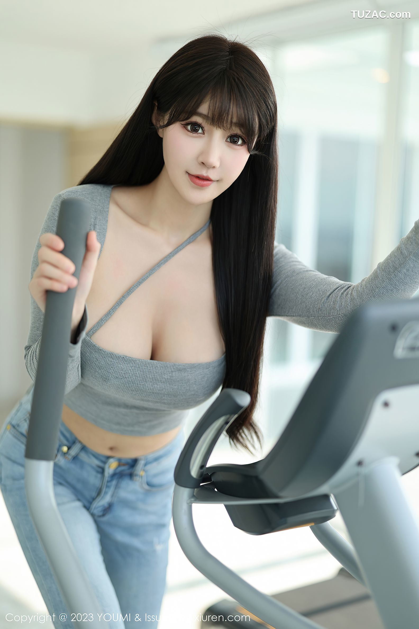 YouMi尤蜜荟-946-朱可儿Flora-牛仔裤粉色圆点丝袜-2023.06.02