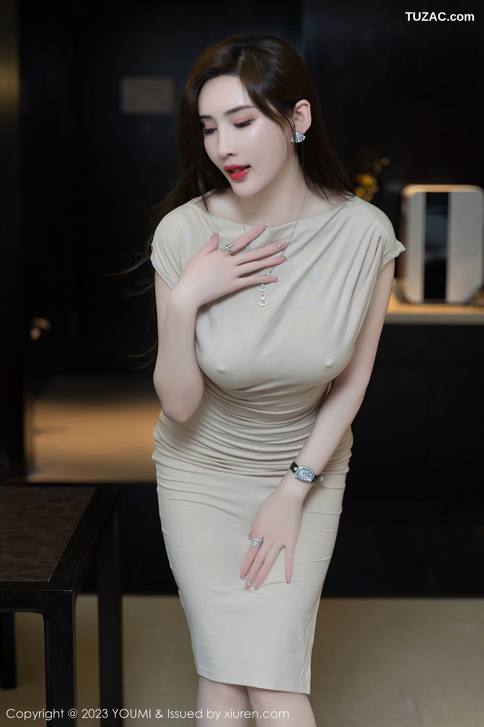 YouMi尤蜜荟-976-Carol周妍希-灰色连衣裙肉丝-2023.08.16