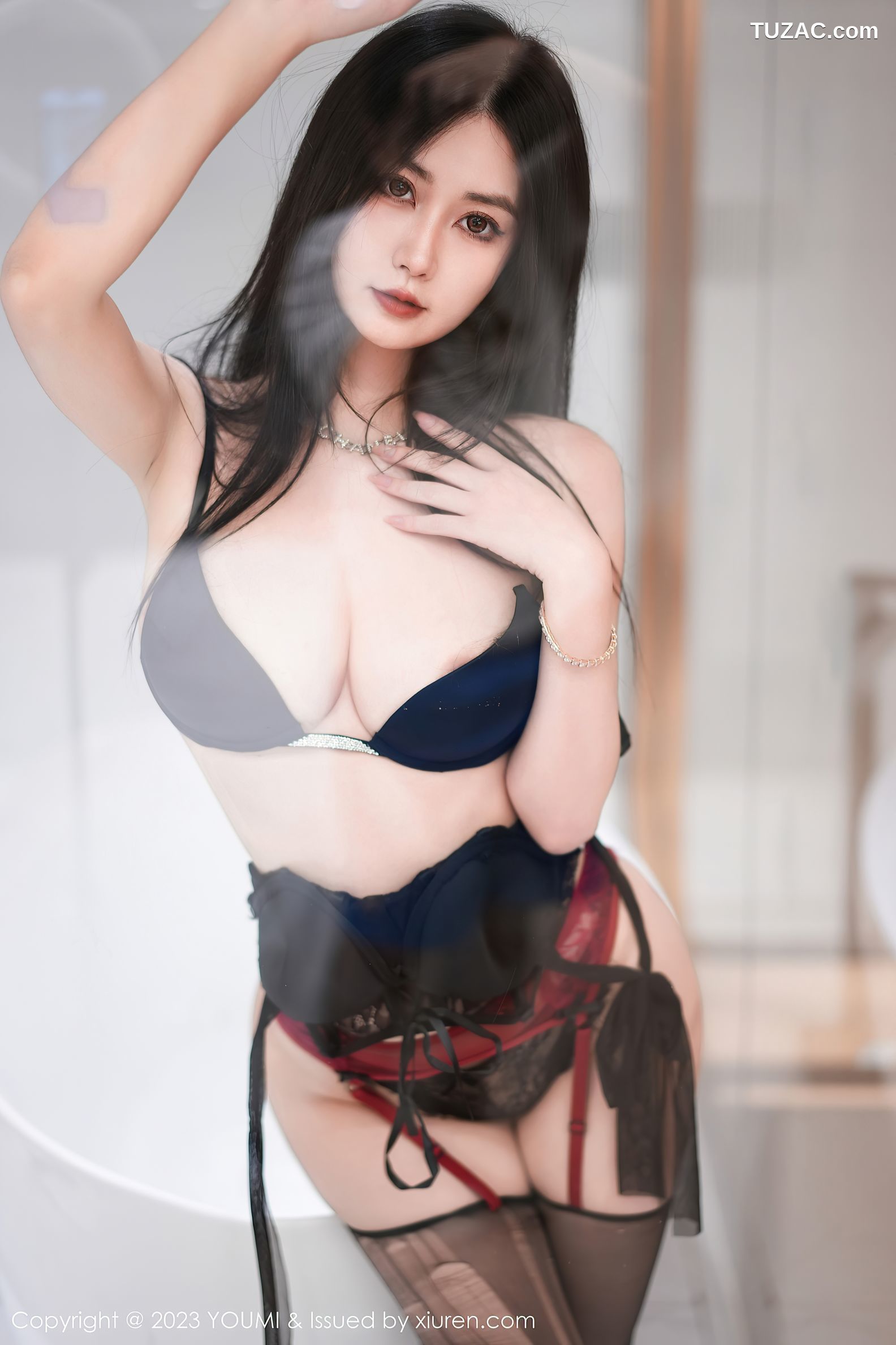 YouMi尤蜜荟-993-laura阿姣-浴室黑色内衣黑丝吊袜-2023.10.13