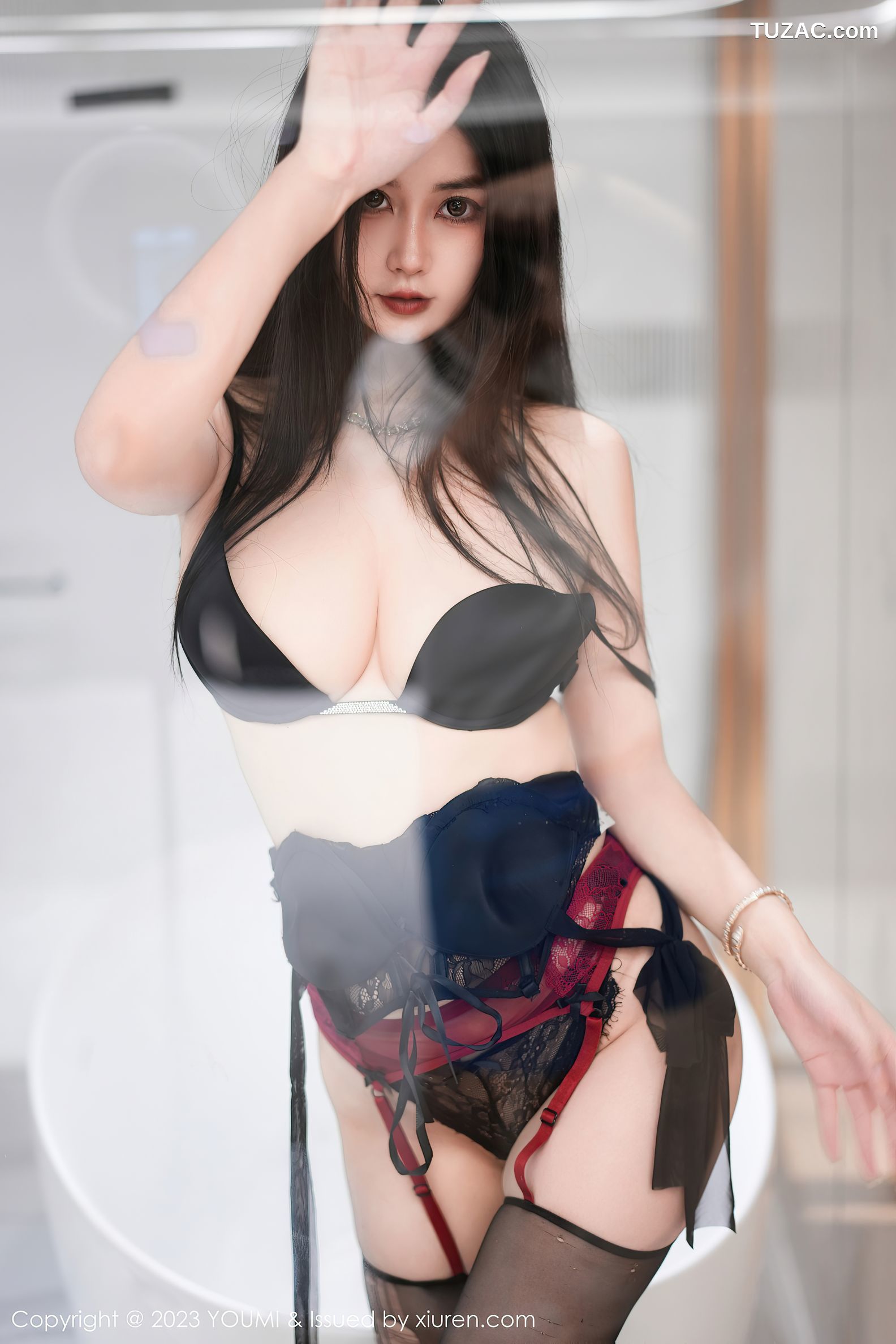 YouMi尤蜜荟-993-laura阿姣-浴室黑色内衣黑丝吊袜-2023.10.13