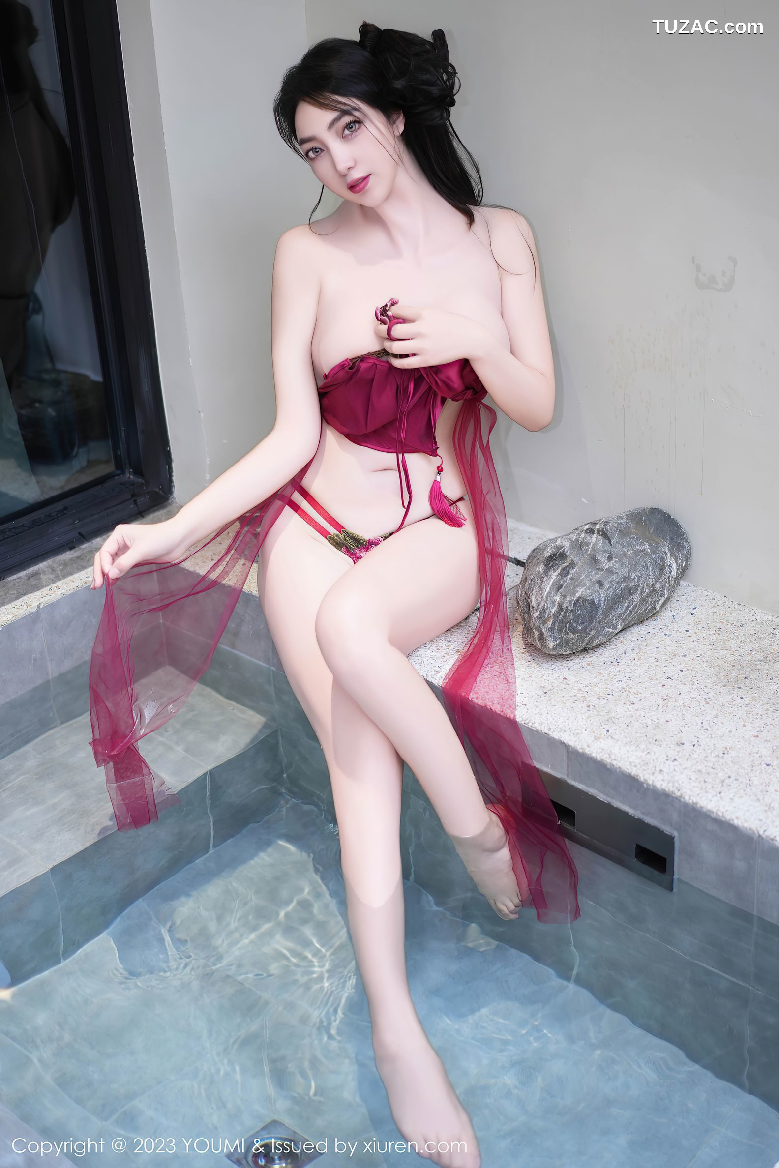 YouMi尤蜜荟-1010-娇喘JC-粉红色肚兜情趣内衣-2023.12.06