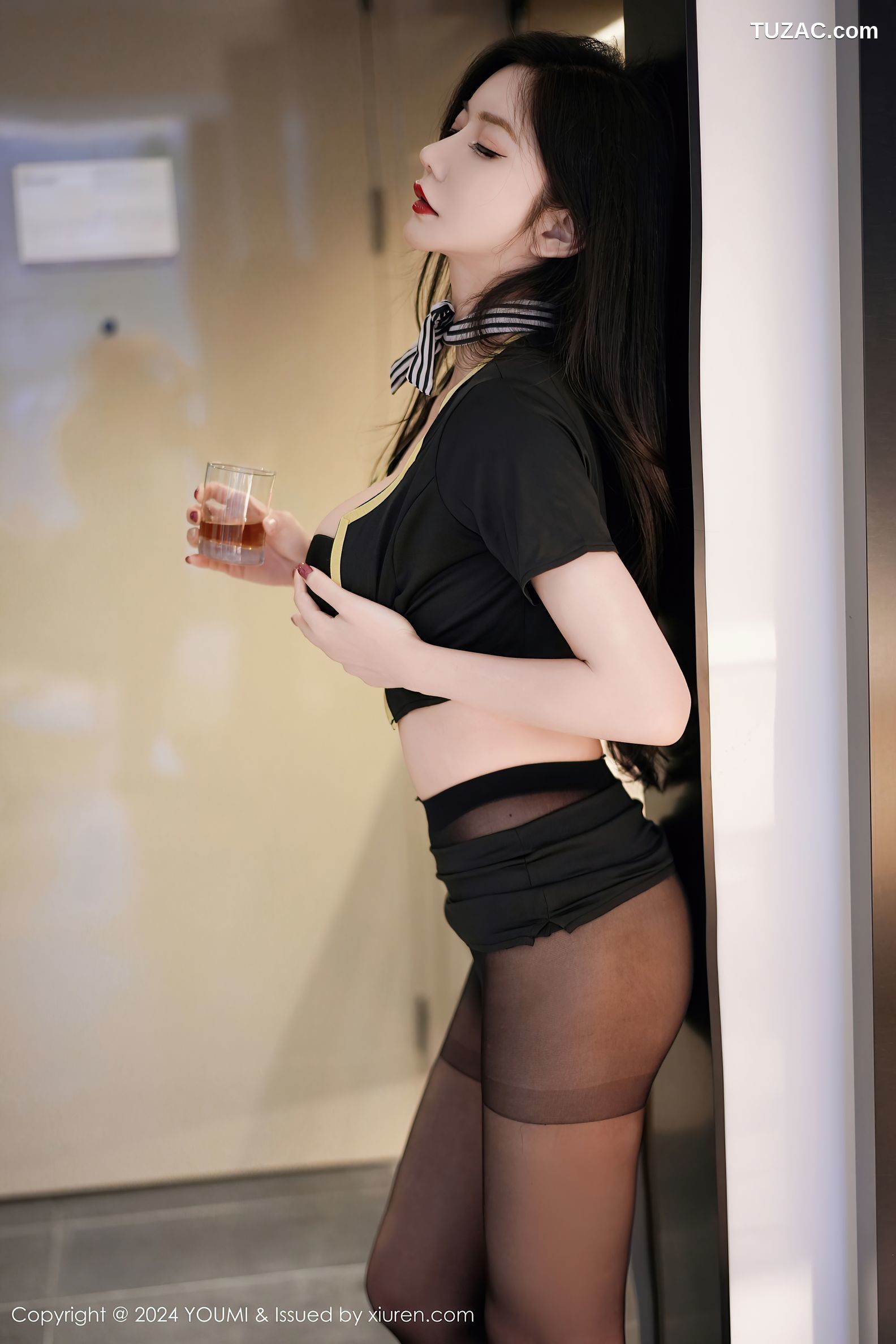 YouMi尤蜜荟-1046-心妍小公主-黑色制服短裙黑色内衣黑丝-2024.04.02