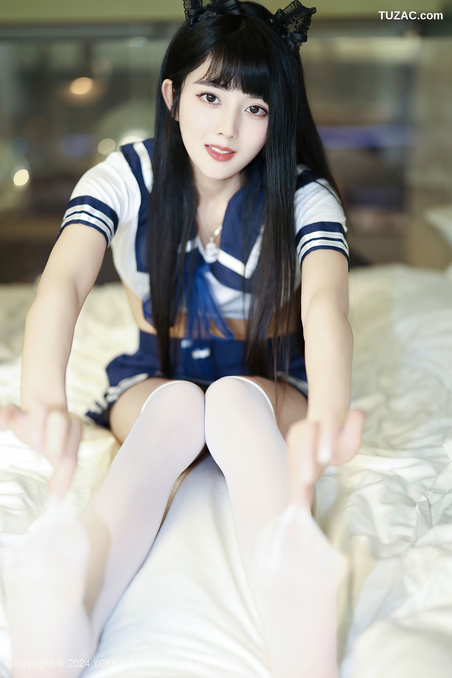 YouMi尤蜜荟-1048-赵可欣baby-学生水手服短裙白色丝袜-2024.04.08