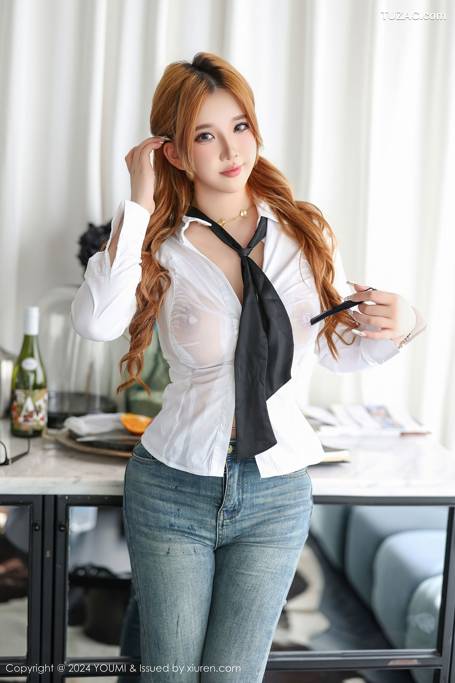 YouMi尤蜜荟-1103-小海臀Rena-白衬衫牛仔裤肉丝-2024.10.12