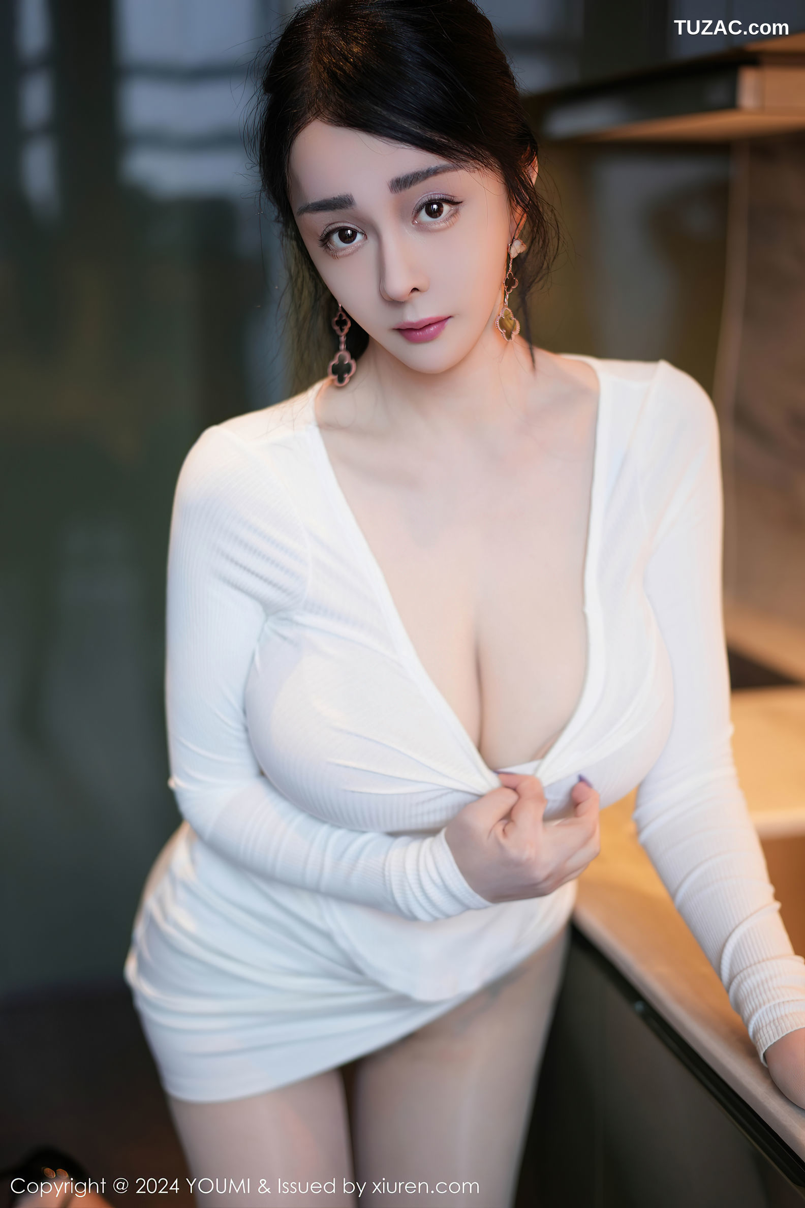 YouMi尤蜜荟-1107-允爾-白T白短裙肉色内衣肉丝-2024.11.08