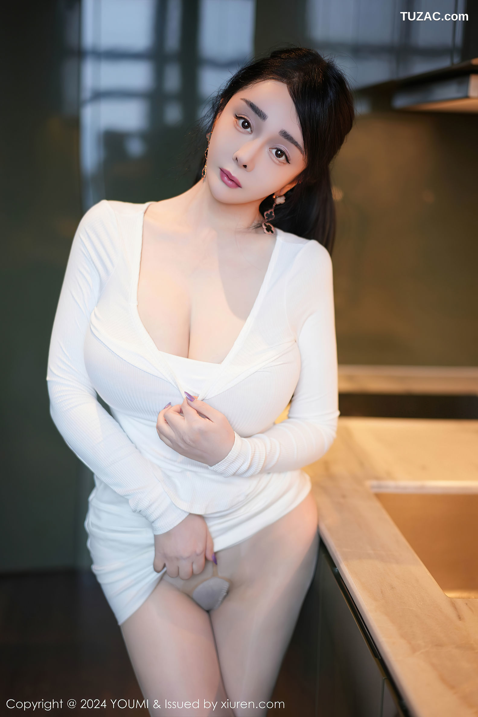 YouMi尤蜜荟-1107-允爾-白T白短裙肉色内衣肉丝-2024.11.08