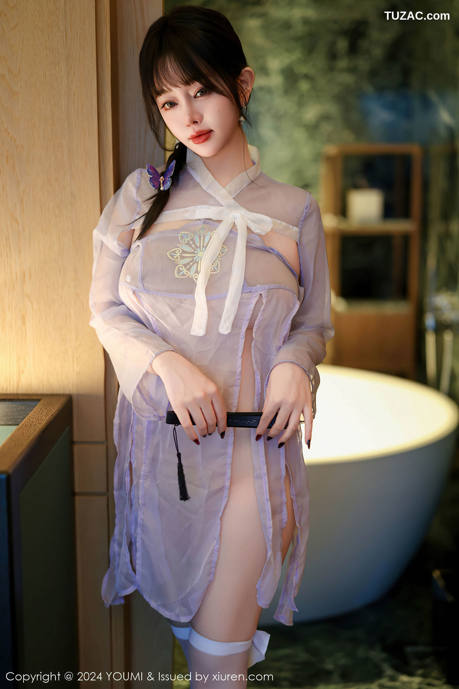 YouMi尤蜜荟-1114-王雨纯-古风淡紫透视薄纱爆乳-2024.12.13