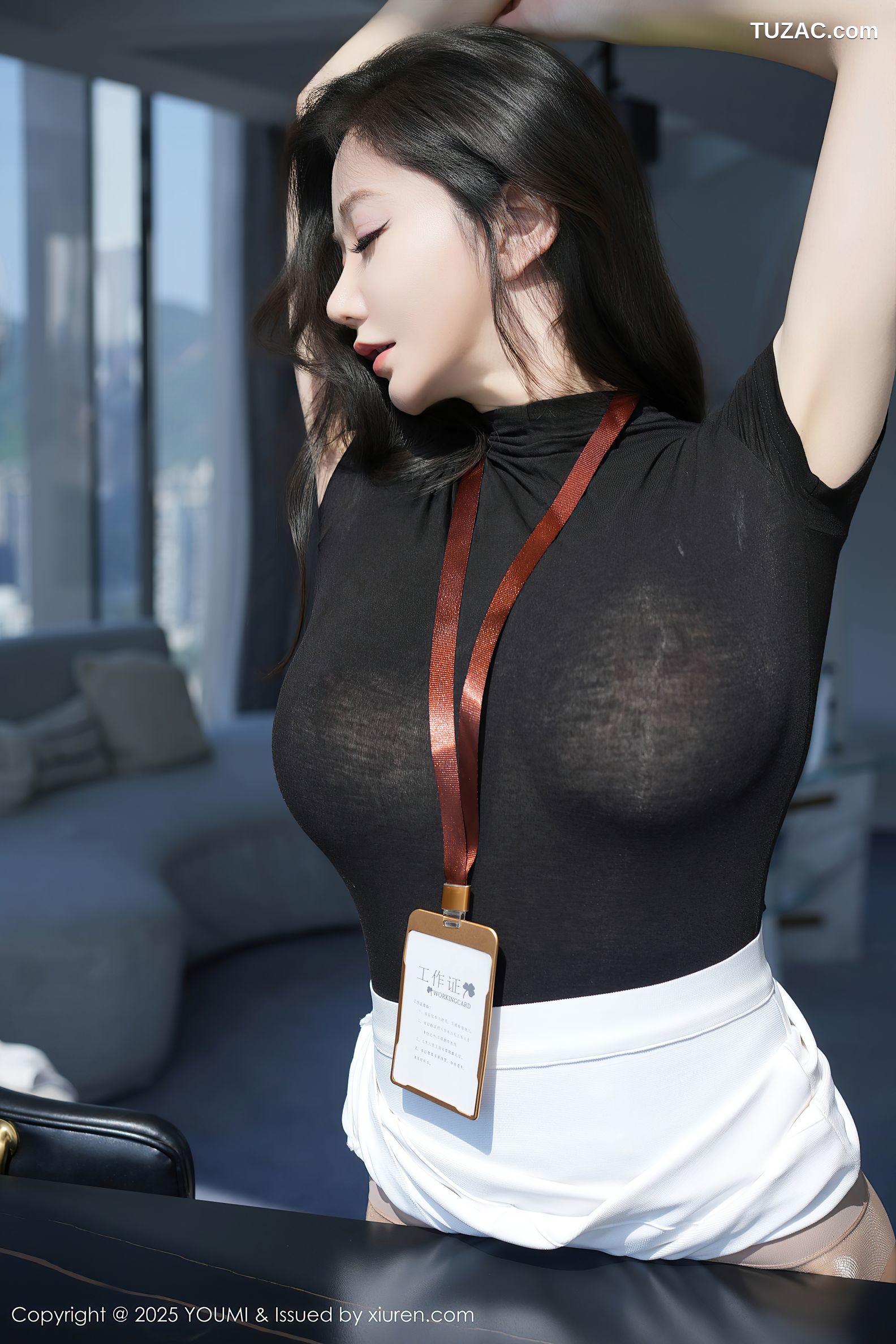 YouMi尤蜜荟-1144-心妍小公主-OL黑T白短裙肉丝-2025.06.25