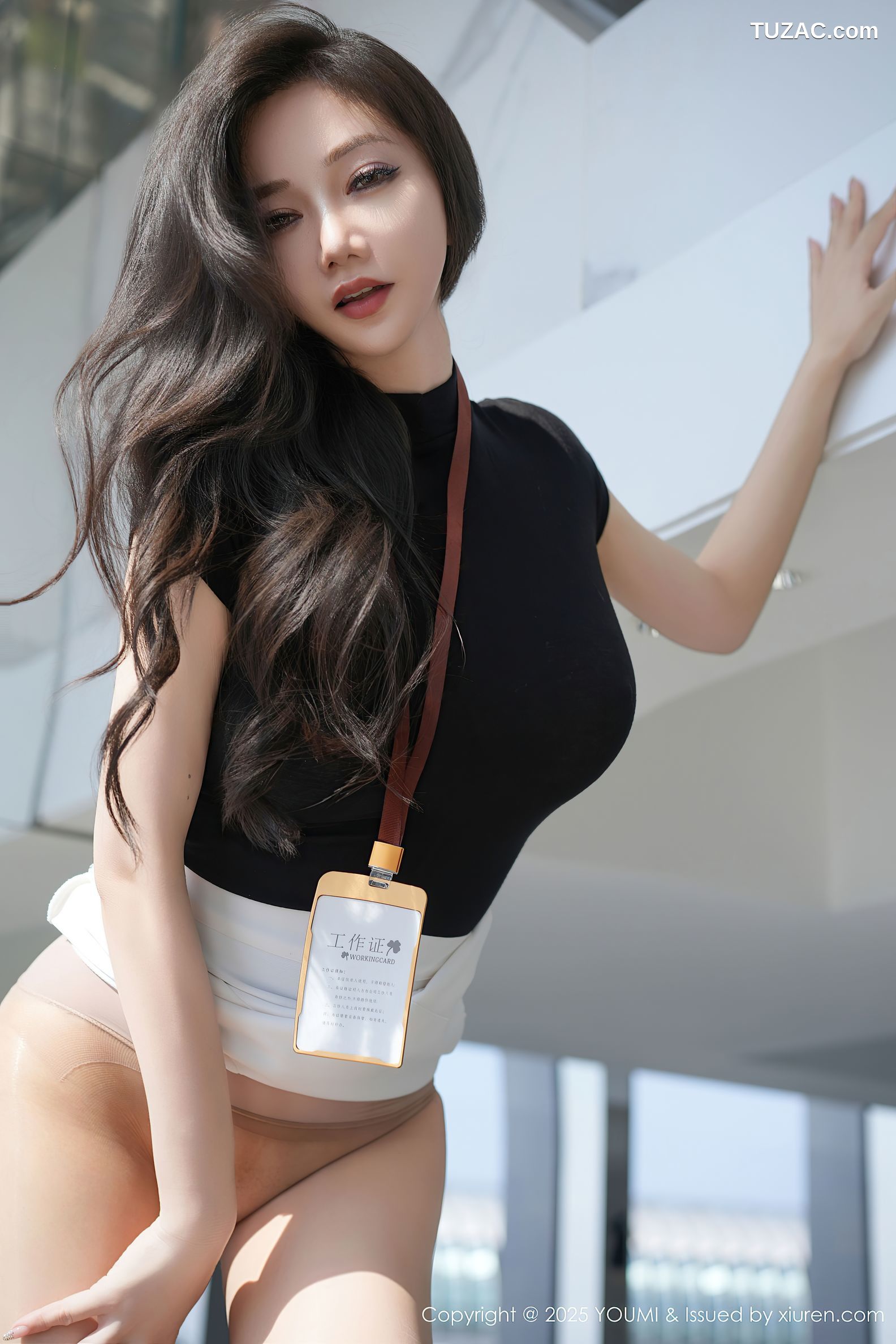 YouMi尤蜜荟-1144-心妍小公主-OL黑T白短裙肉丝-2025.06.25