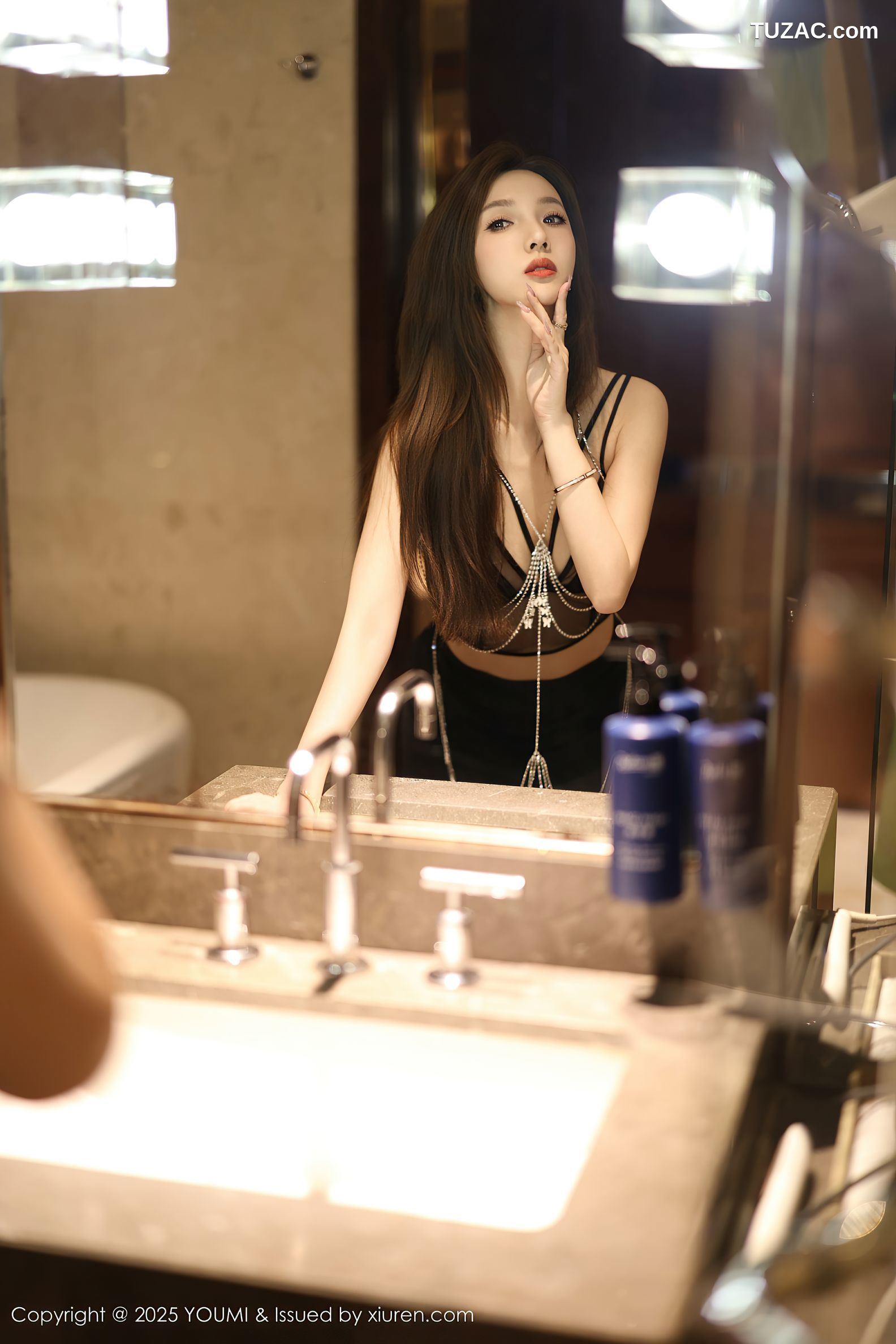 YouMi尤蜜荟-1156-桃桃·夭夭twins-首套写真-黑色礼裙黑色内衣-2025.08.07