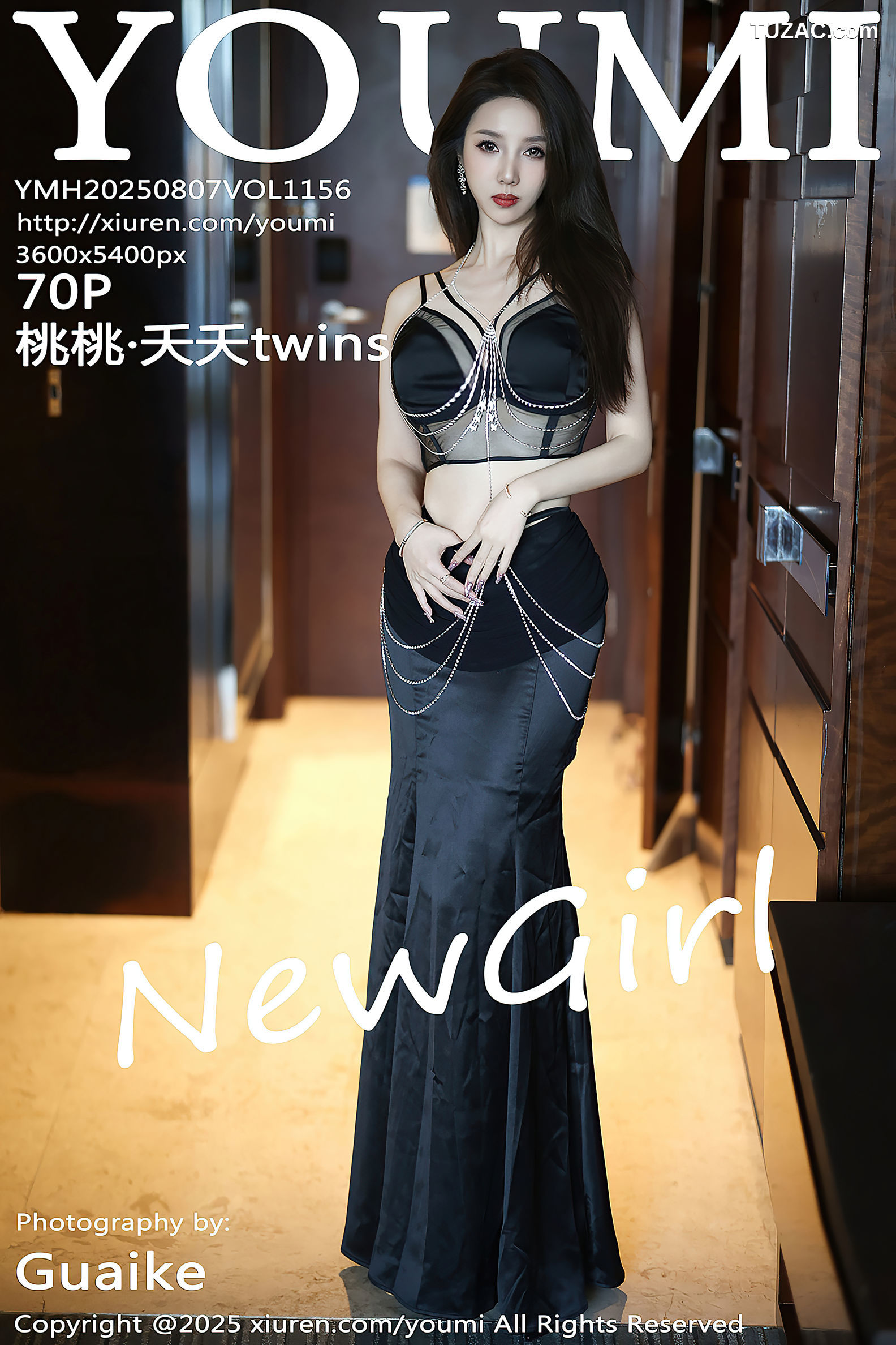 YouMi尤蜜荟-1156-桃桃·夭夭twins-首套写真-黑色礼裙黑色内衣-2025.08.07