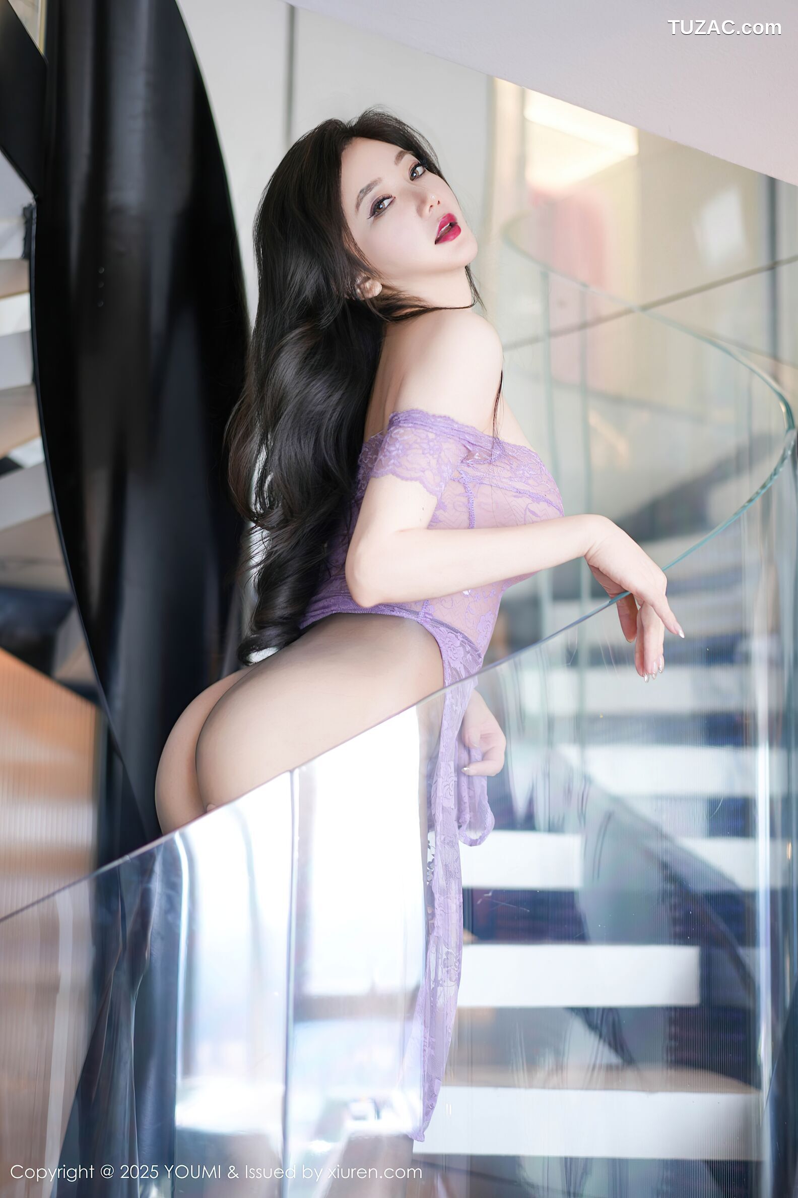 YouMi尤蜜荟-1162-心妍小公主-轻透紫色蕾丝露肩情趣纱裙-2025.08.27