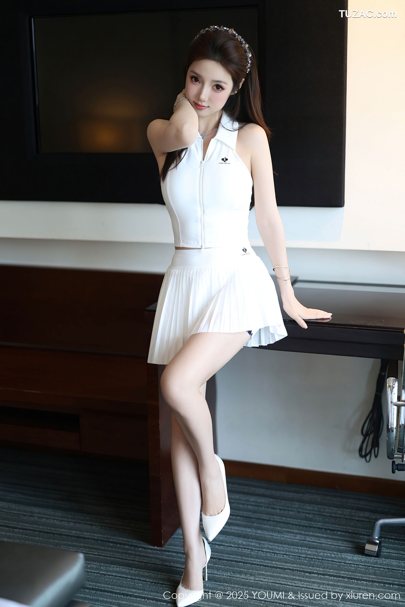 YouMi尤蜜荟-1165-桃桃·夭夭twins-白色连衣短裙吊带长裤姐妹花-2025.09.04