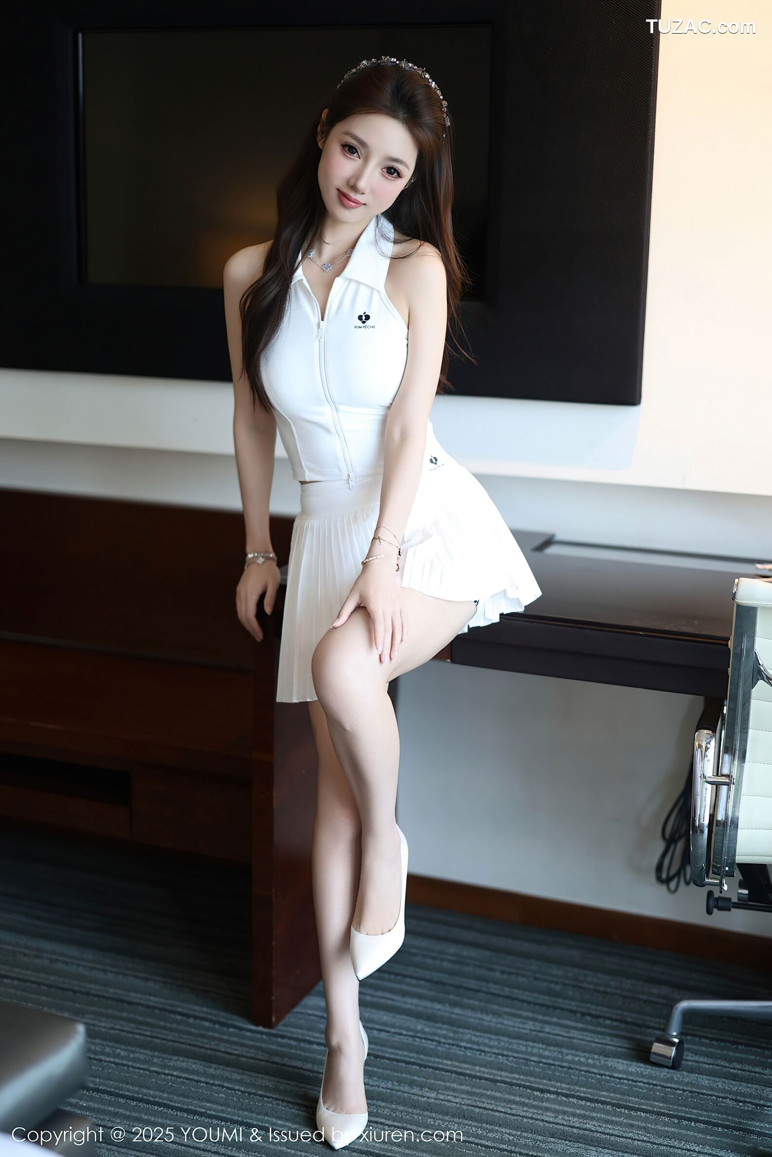 YouMi尤蜜荟-1165-桃桃·夭夭twins-白色连衣短裙吊带长裤姐妹花-2025.09.04