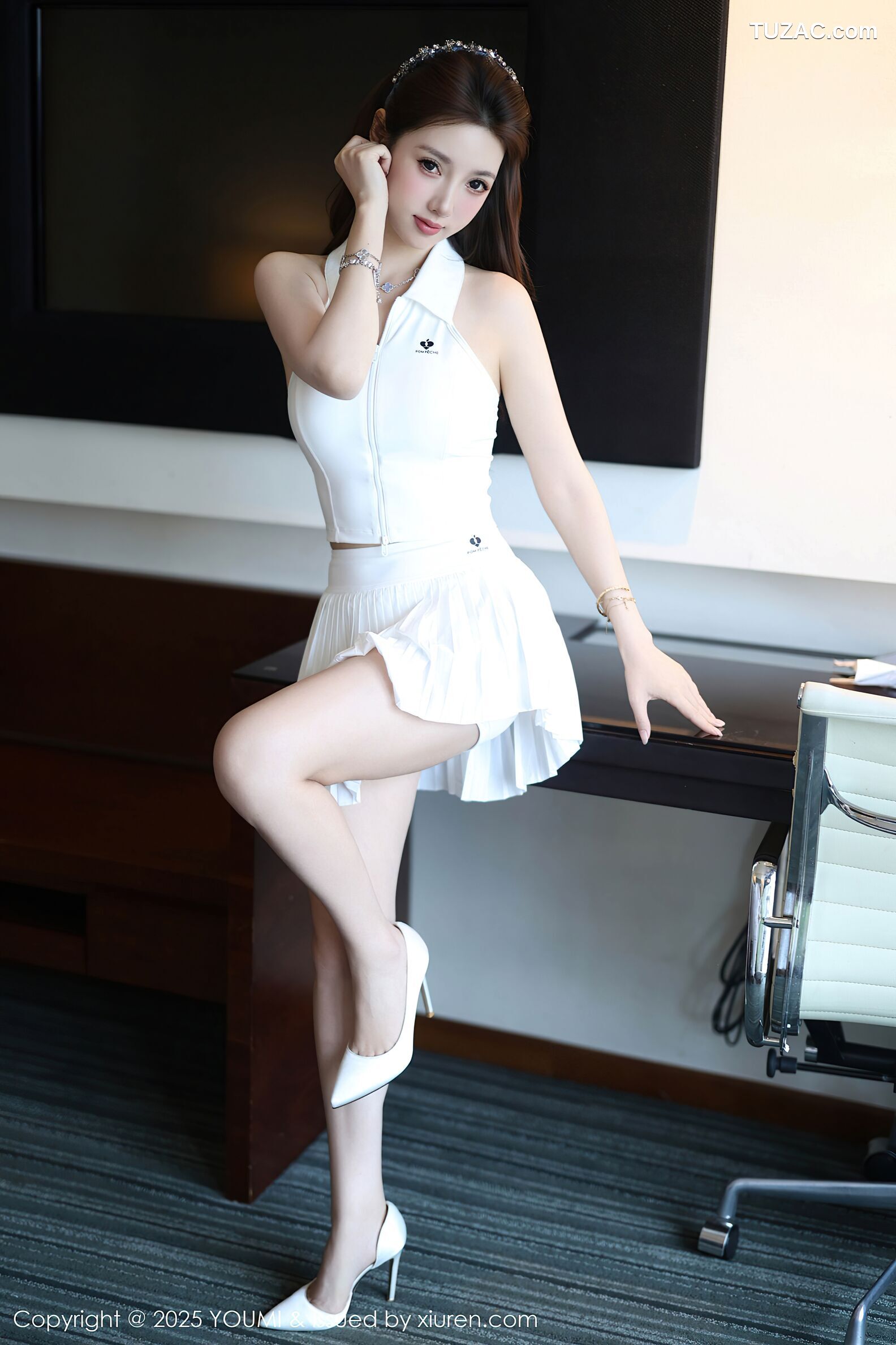 YouMi尤蜜荟-1165-桃桃·夭夭twins-白色连衣短裙吊带长裤姐妹花-2025.09.04