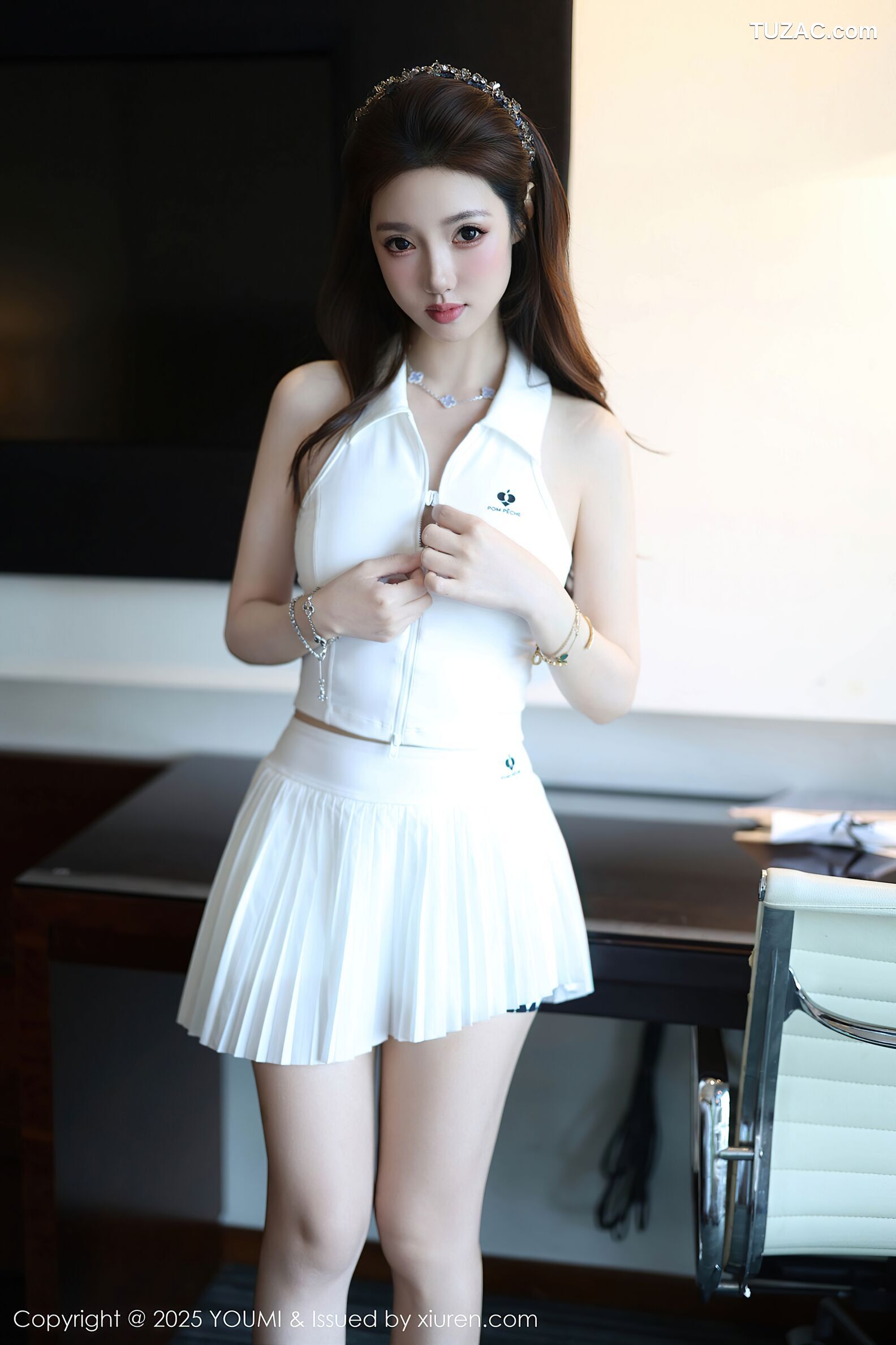 YouMi尤蜜荟-1165-桃桃·夭夭twins-白色连衣短裙吊带长裤姐妹花-2025.09.04