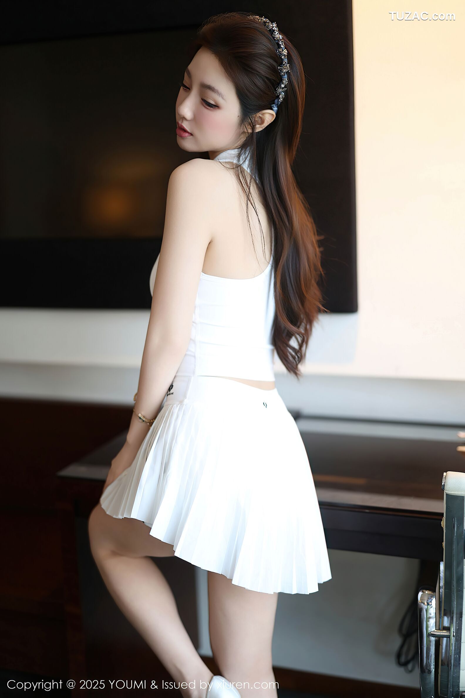 YouMi尤蜜荟-1165-桃桃·夭夭twins-白色连衣短裙吊带长裤姐妹花-2025.09.04
