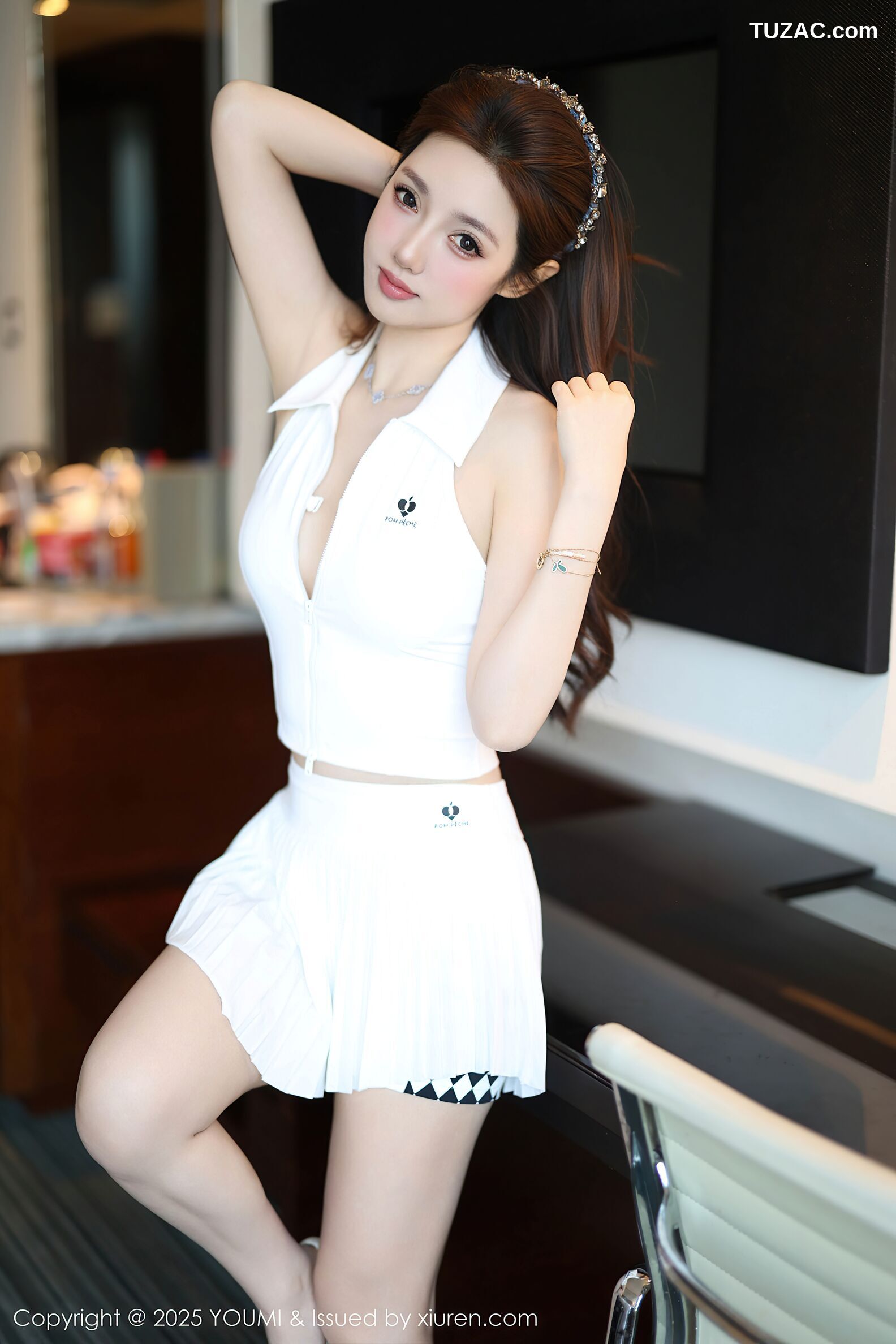 YouMi尤蜜荟-1165-桃桃·夭夭twins-白色连衣短裙吊带长裤姐妹花-2025.09.04