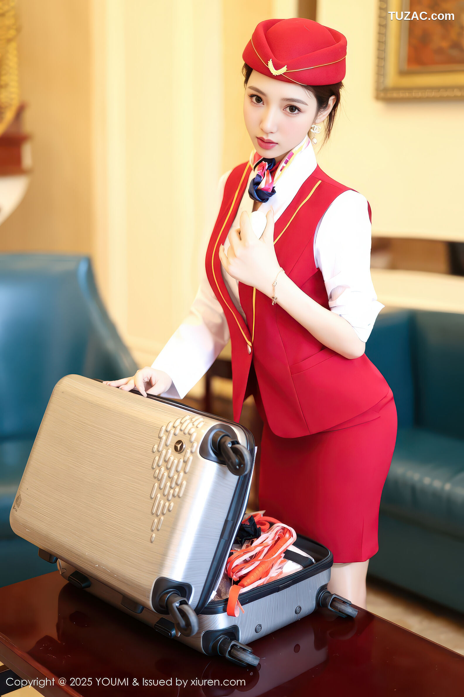 YouMi尤蜜荟-1189-Twins桃之夭夭-红蓝制服姐妹花空姐-2025.12.15