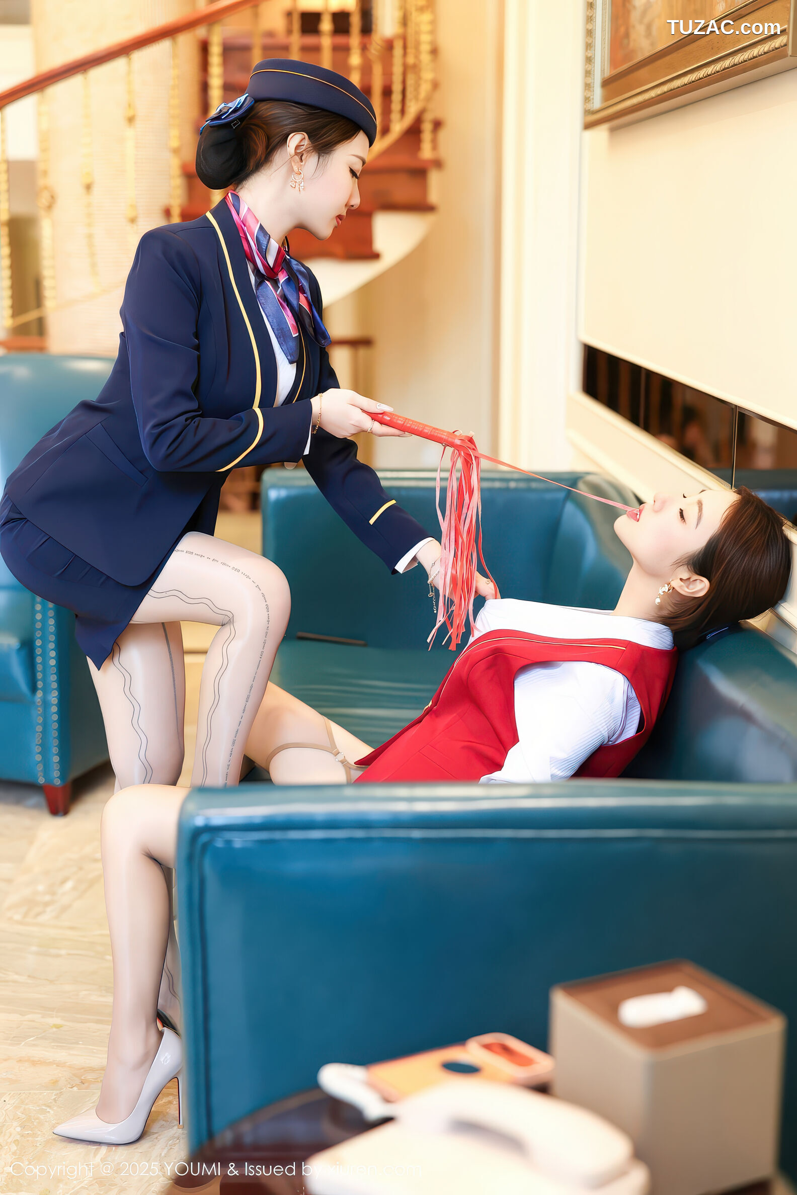 YouMi尤蜜荟-1189-Twins桃之夭夭-红蓝制服姐妹花空姐-2025.12.15