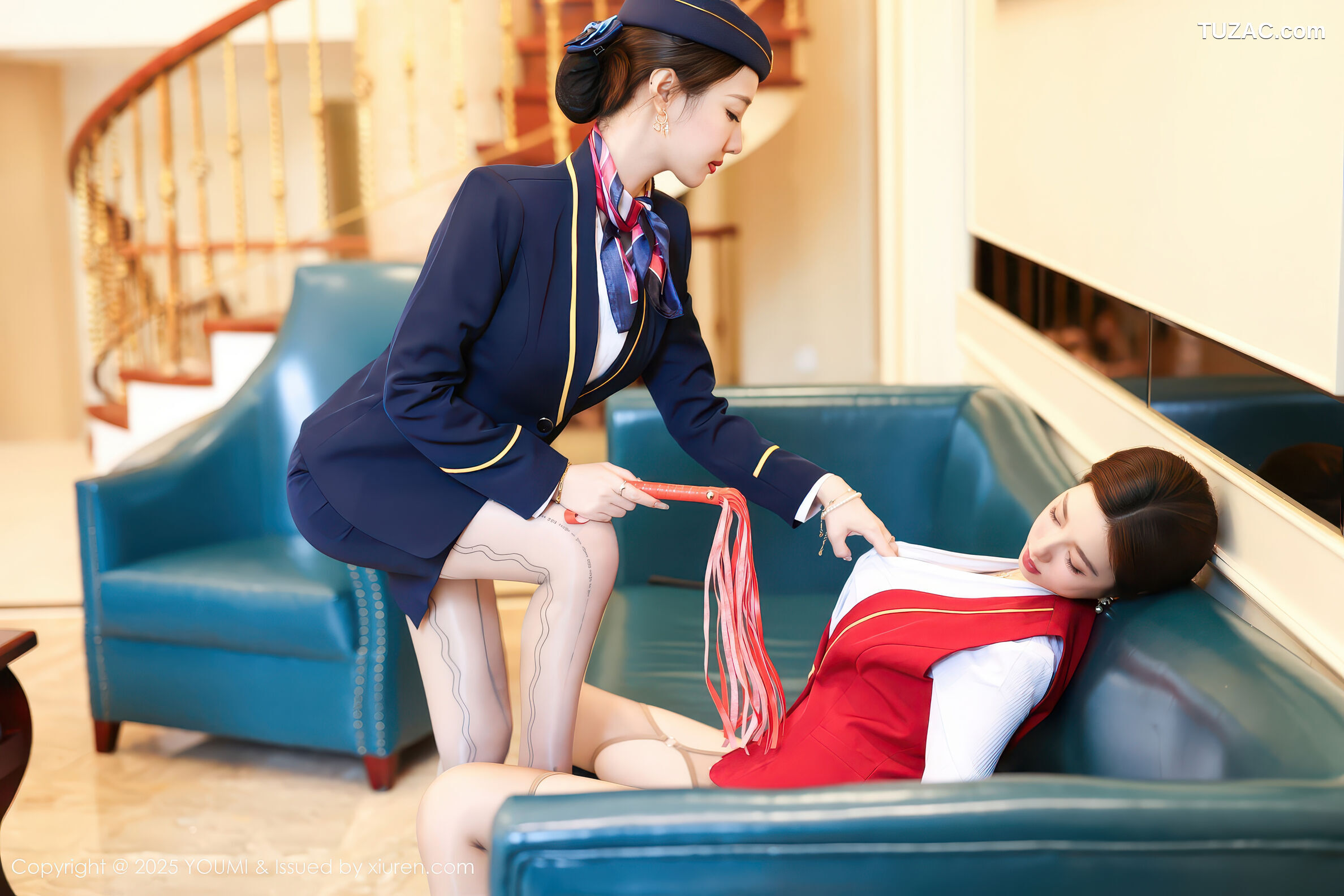 YouMi尤蜜荟-1189-Twins桃之夭夭-红蓝制服姐妹花空姐-2025.12.15