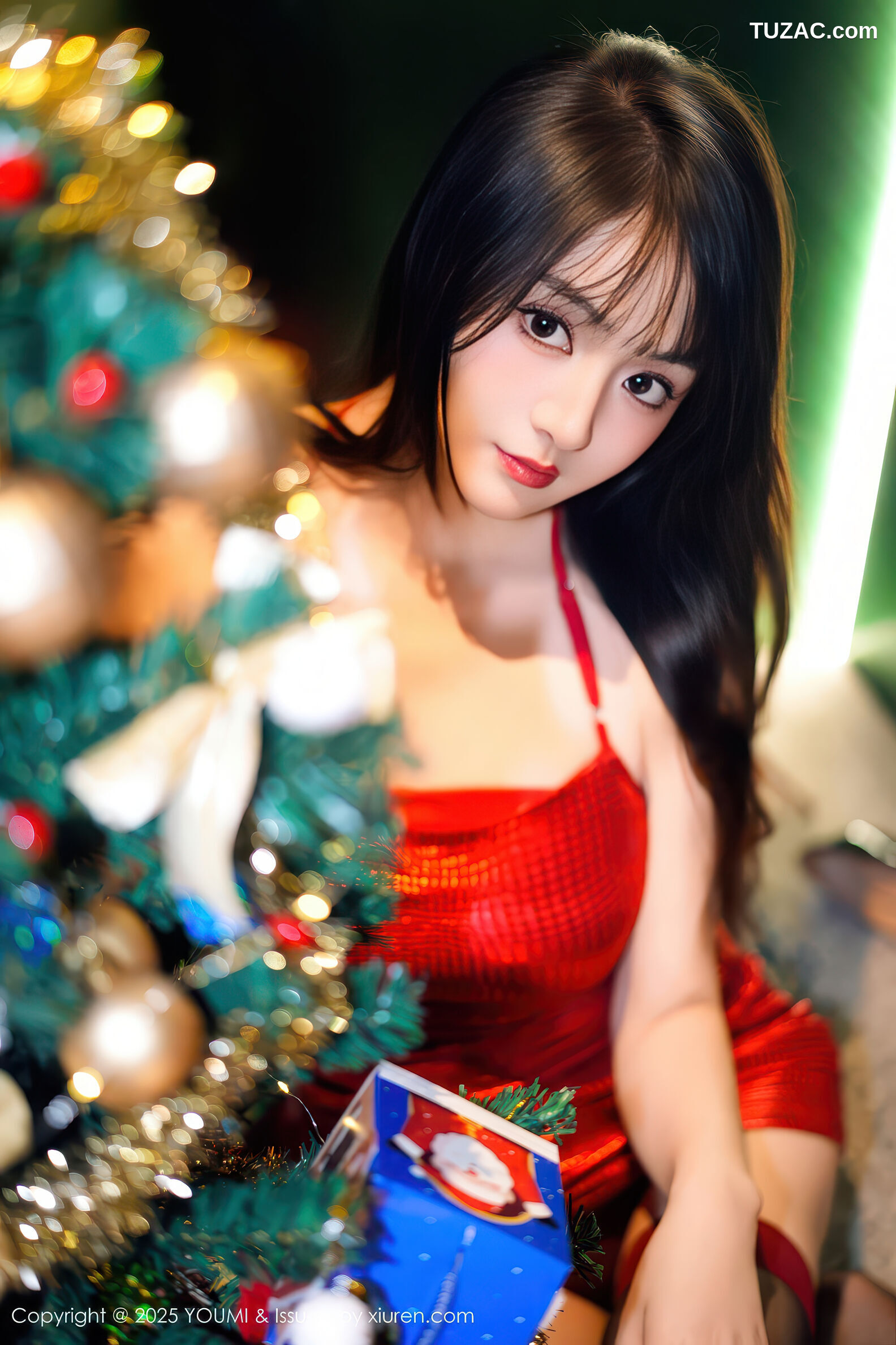 YouMi尤蜜荟-1193-沈南汐RuRu-红色连衣短裙-2025.12.25