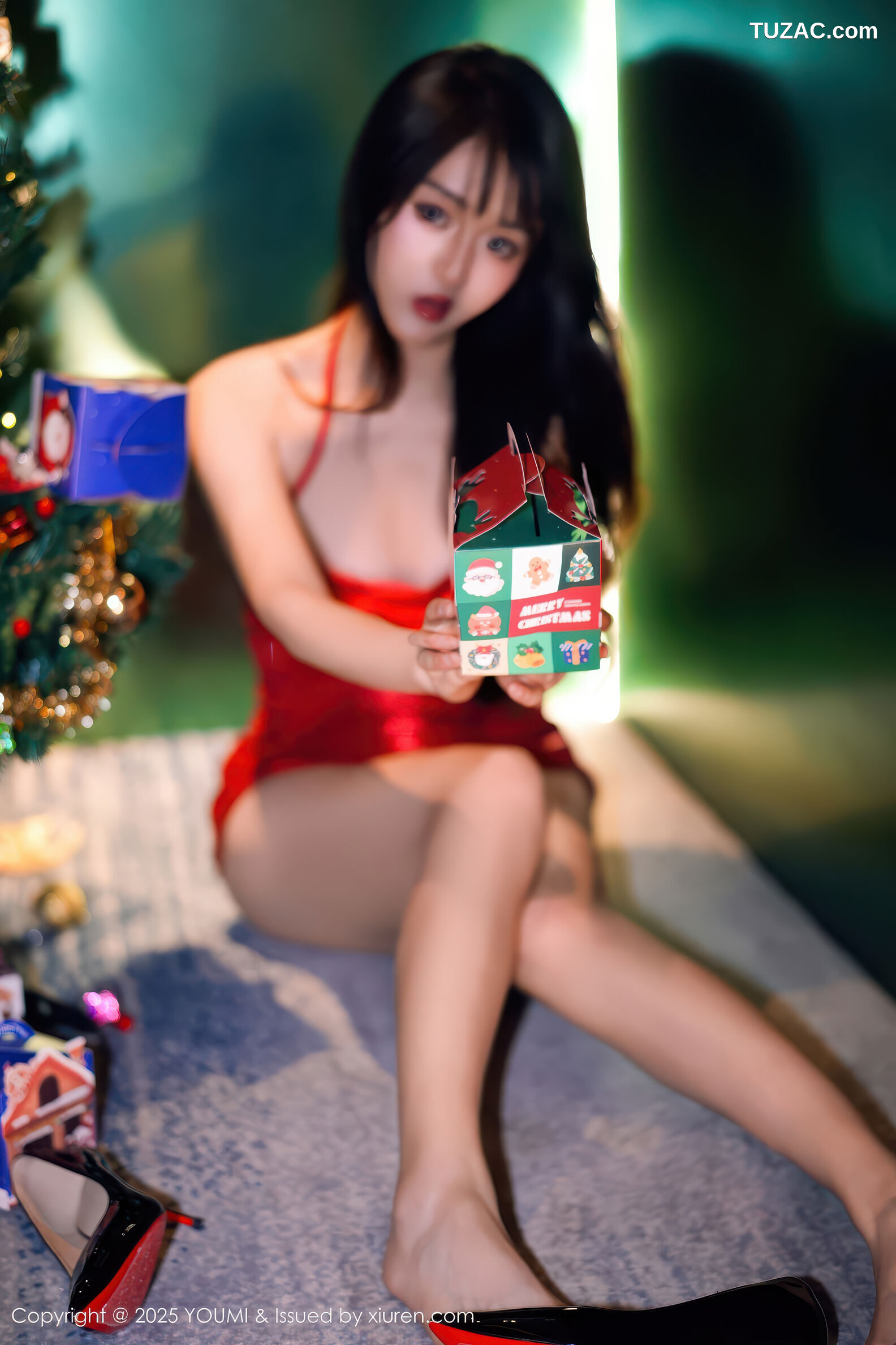 YouMi尤蜜荟-1193-沈南汐RuRu-红色连衣短裙-2025.12.25