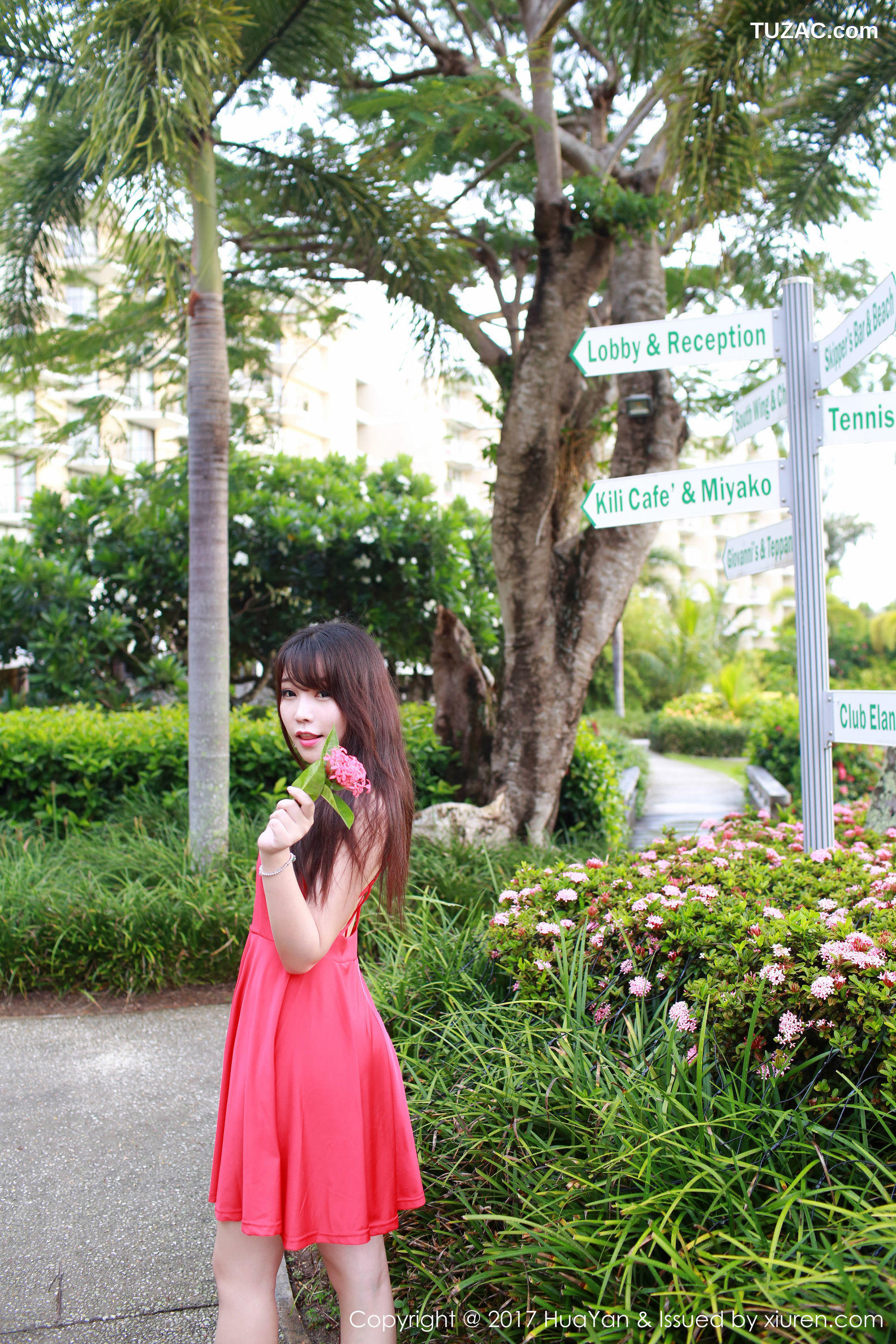 HuaYan花の颜-044-芝芝booty《海边-小清新连衣红裙》