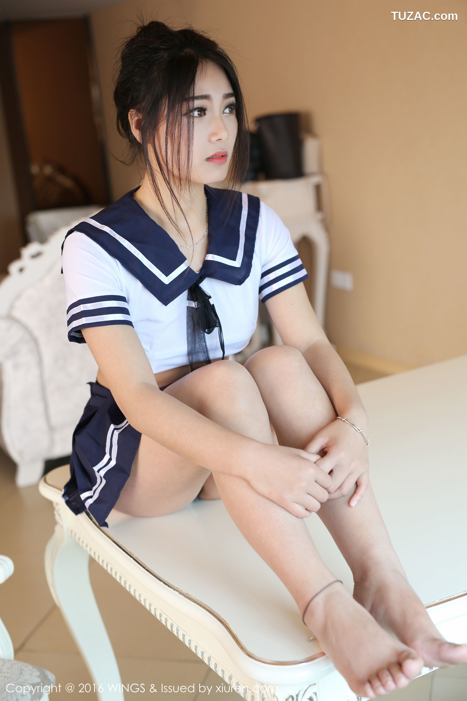 WingS影私荟-002-白微-Sera《性感内衣-学生装》